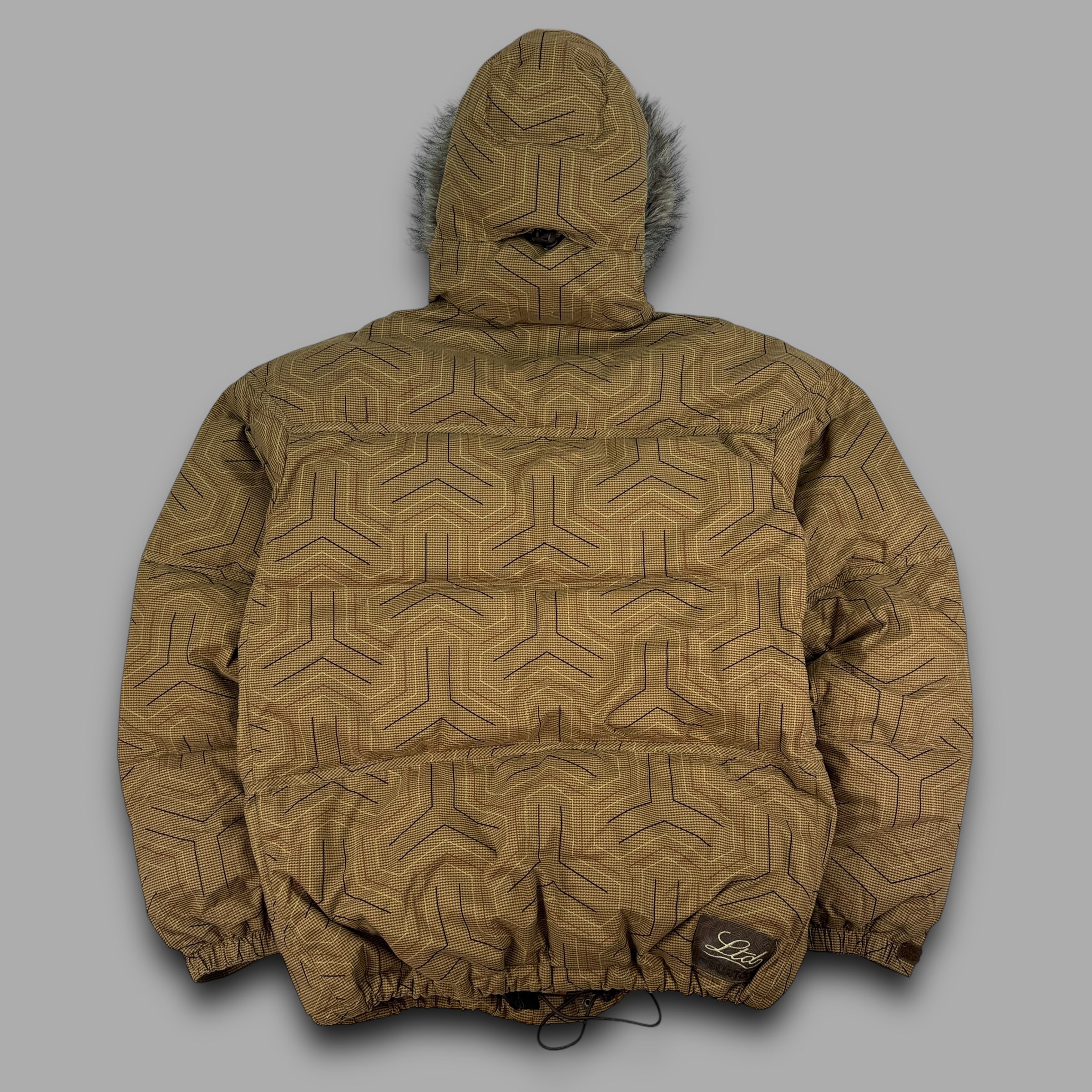 Burton 2000's technical vented monogram ski jacket with fur hood (L)