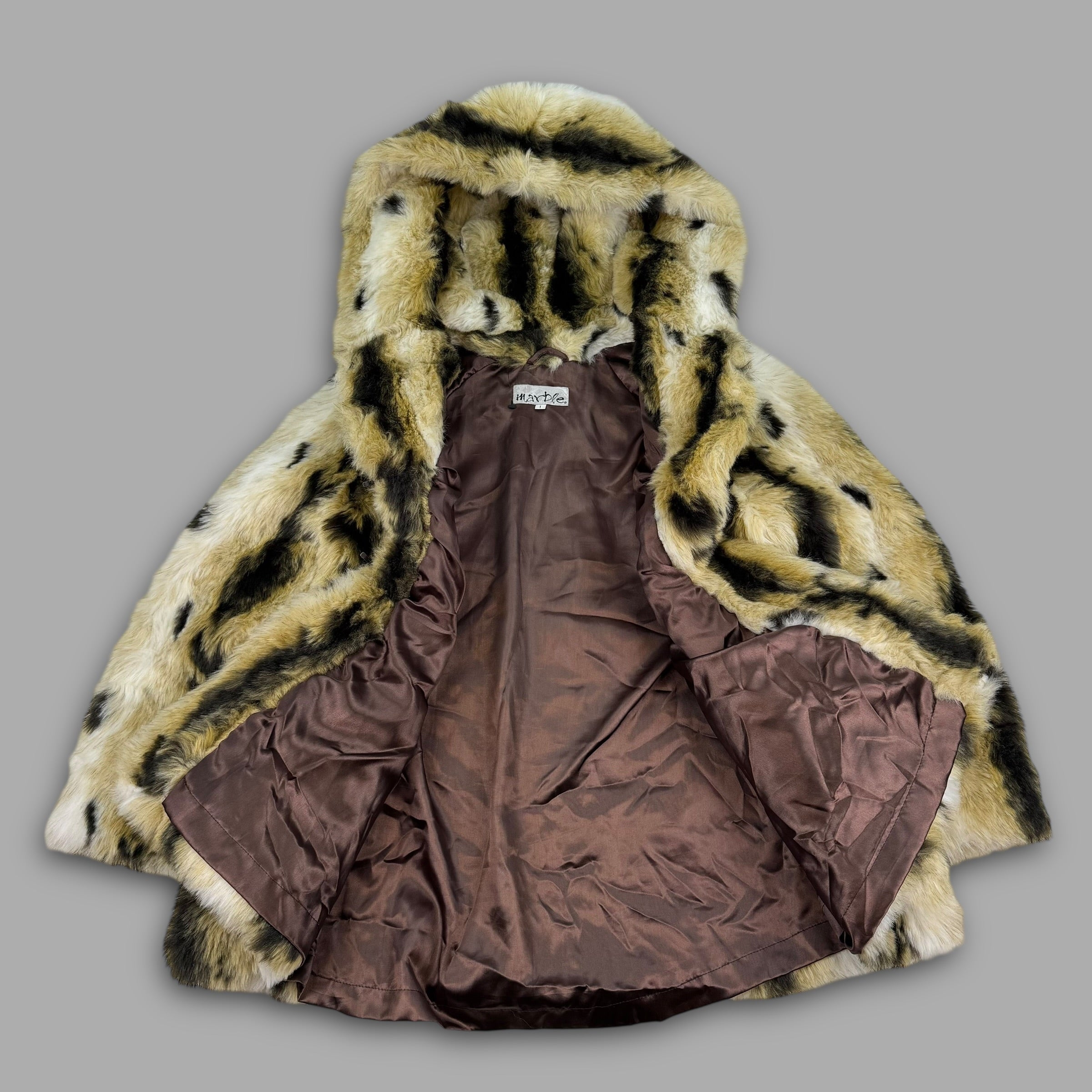 Marble 2000's faux lynx fur hooded coat with clasp closures (XS) wms