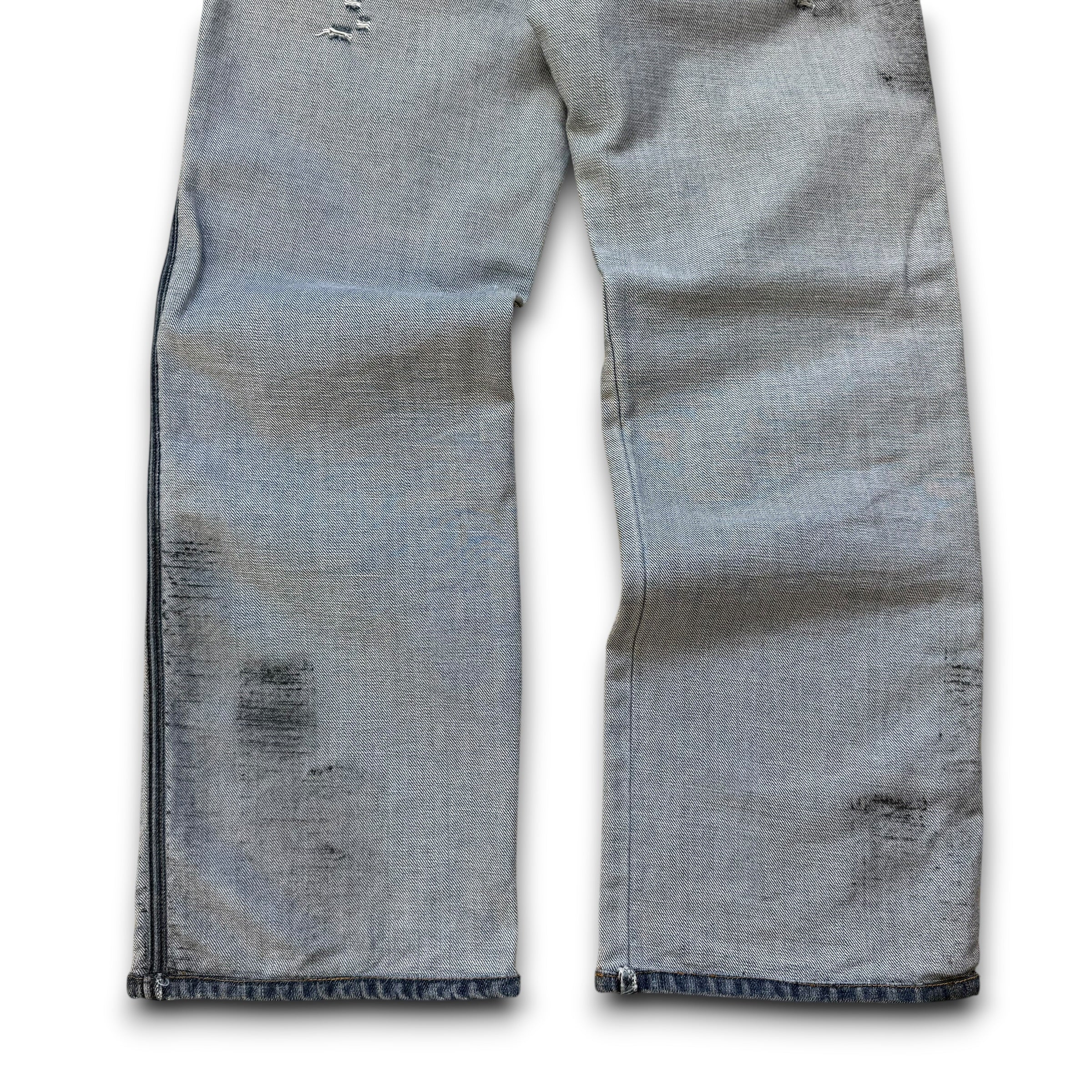 Dolce and gabanna 2002 distressed oil stained ‘inside out' denim jeans (S)