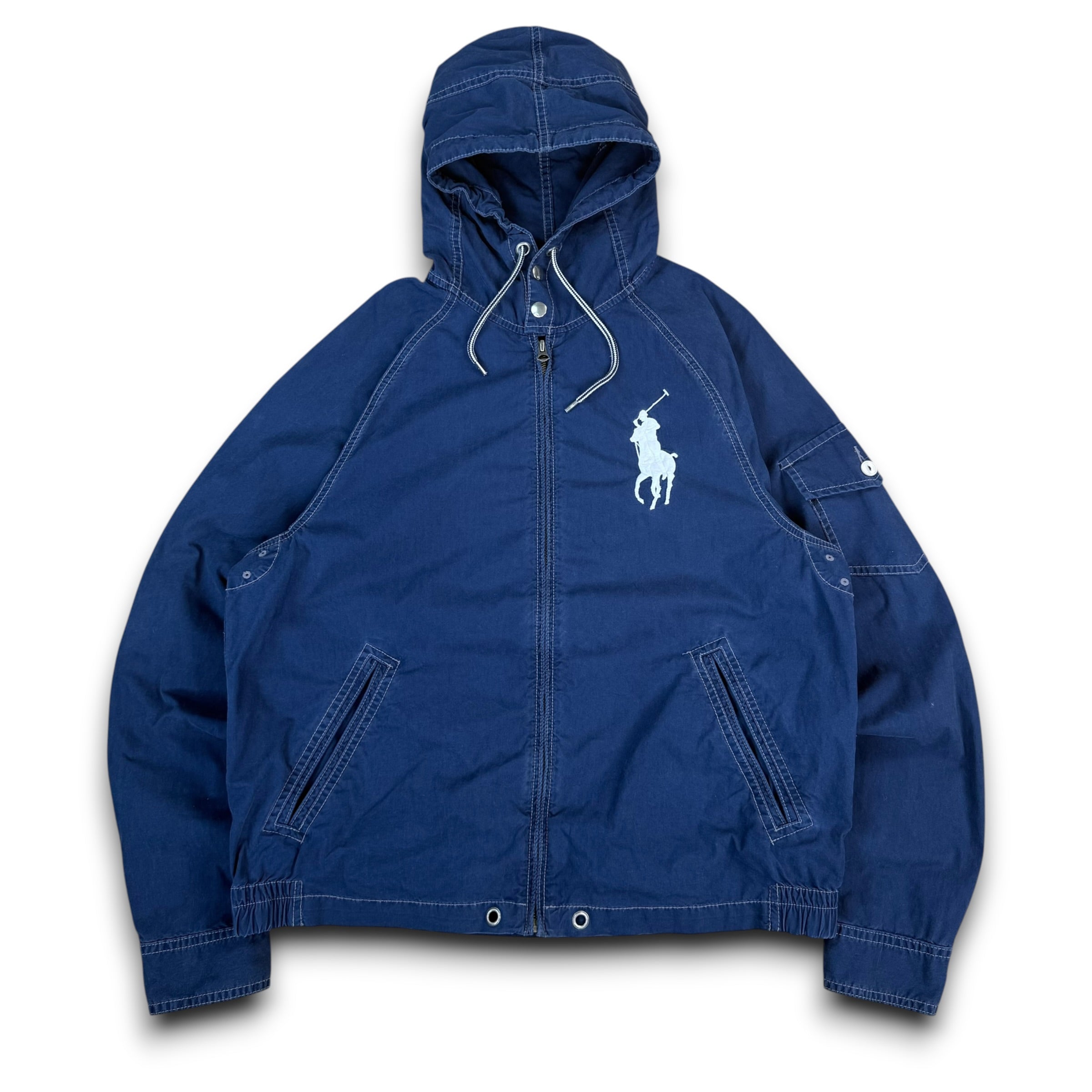 Ralph Lauren 2000's contrast stitch embroidered big pony zip up jacket (M)