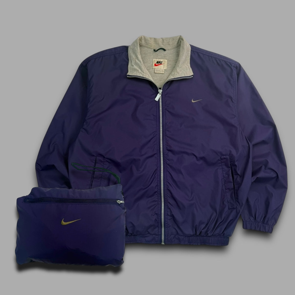 Nike 1990's packable full zip cropped nylon windbreaker (S)