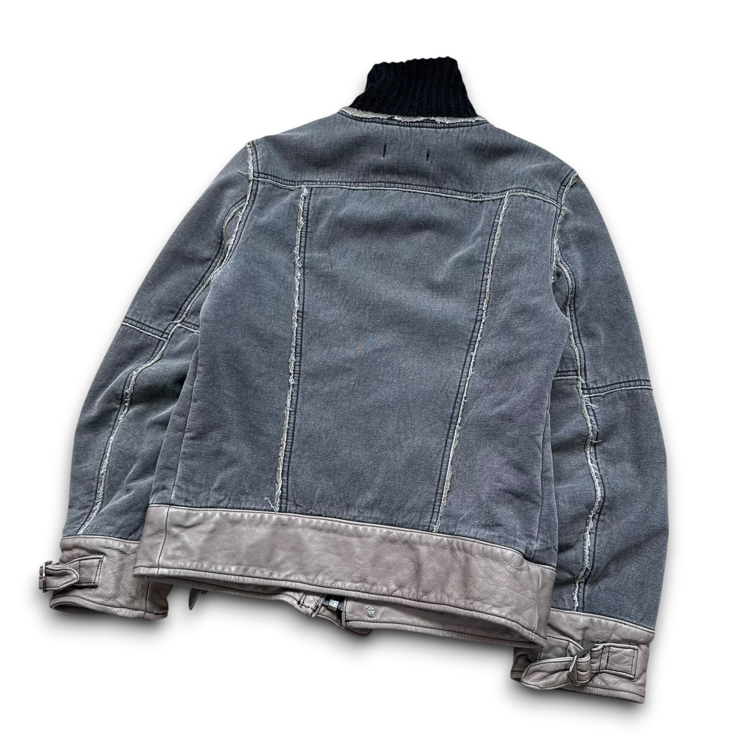 Diesel 2000's distressed panelled fitted high collar jacket (S)