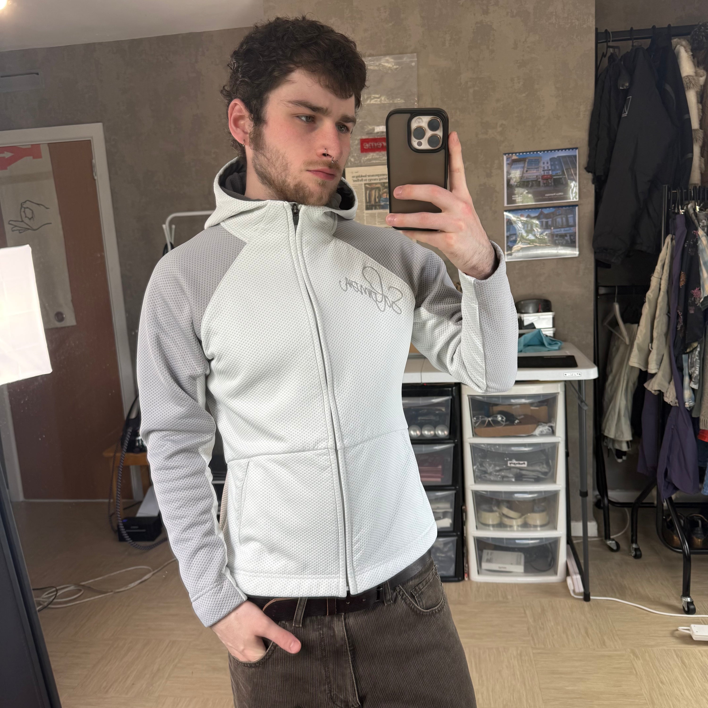 Salomon 2006 technical motomesh embroidered zip up hoodie (S)