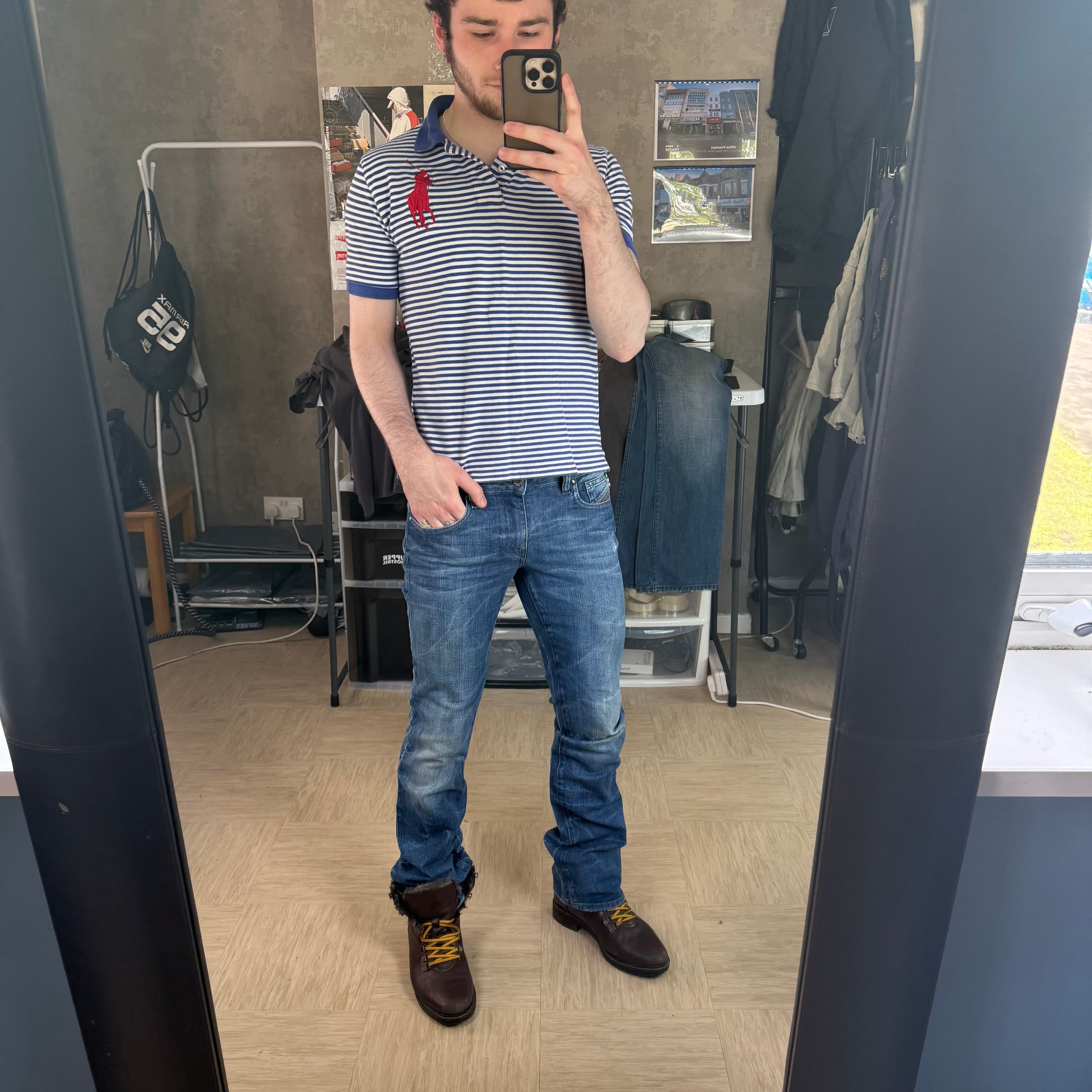 Diesel 2000's fitted washed denim ronhary bootcut jeans (S)