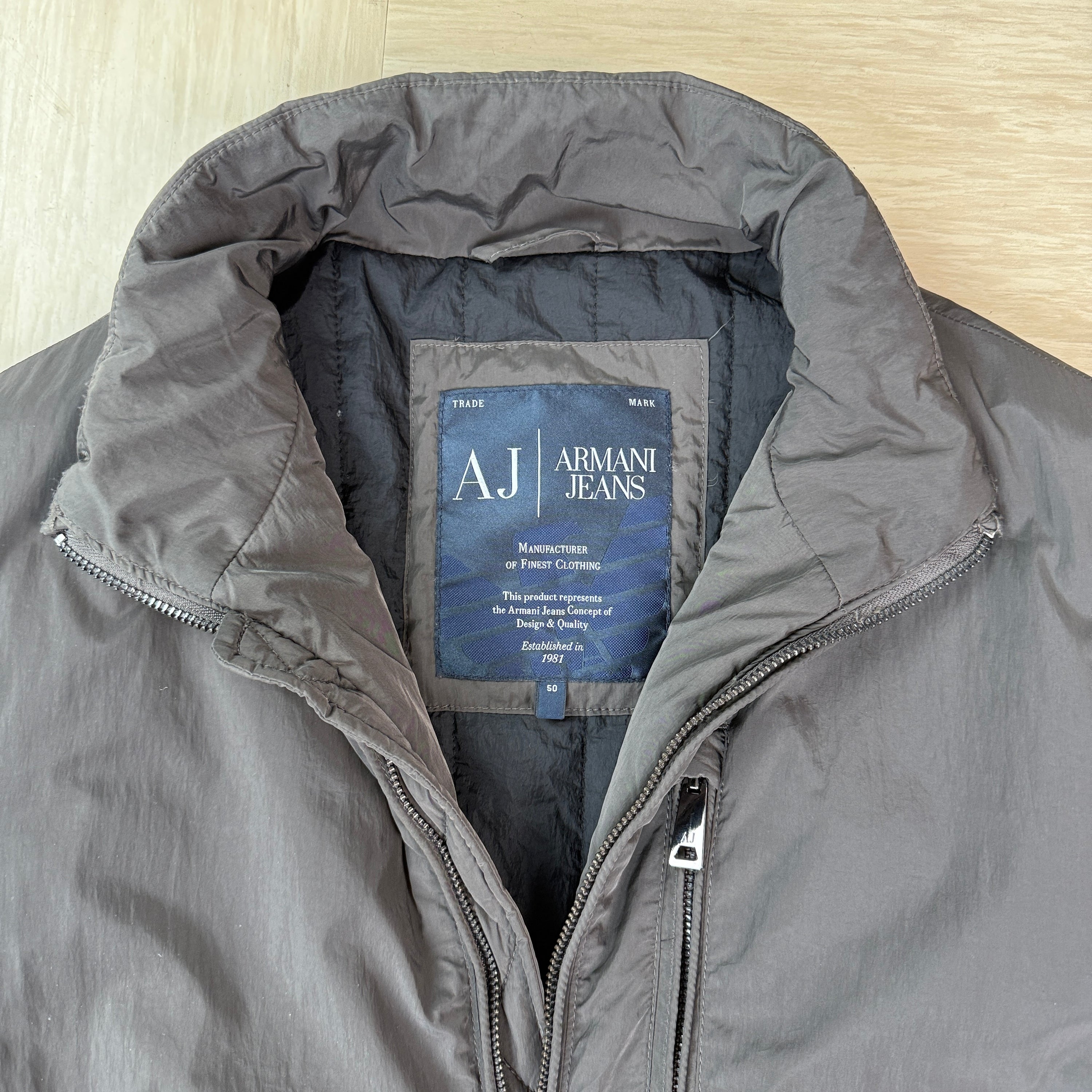 Armani 2000's technical multi-pocket high collar nylon bomber jacket (M)