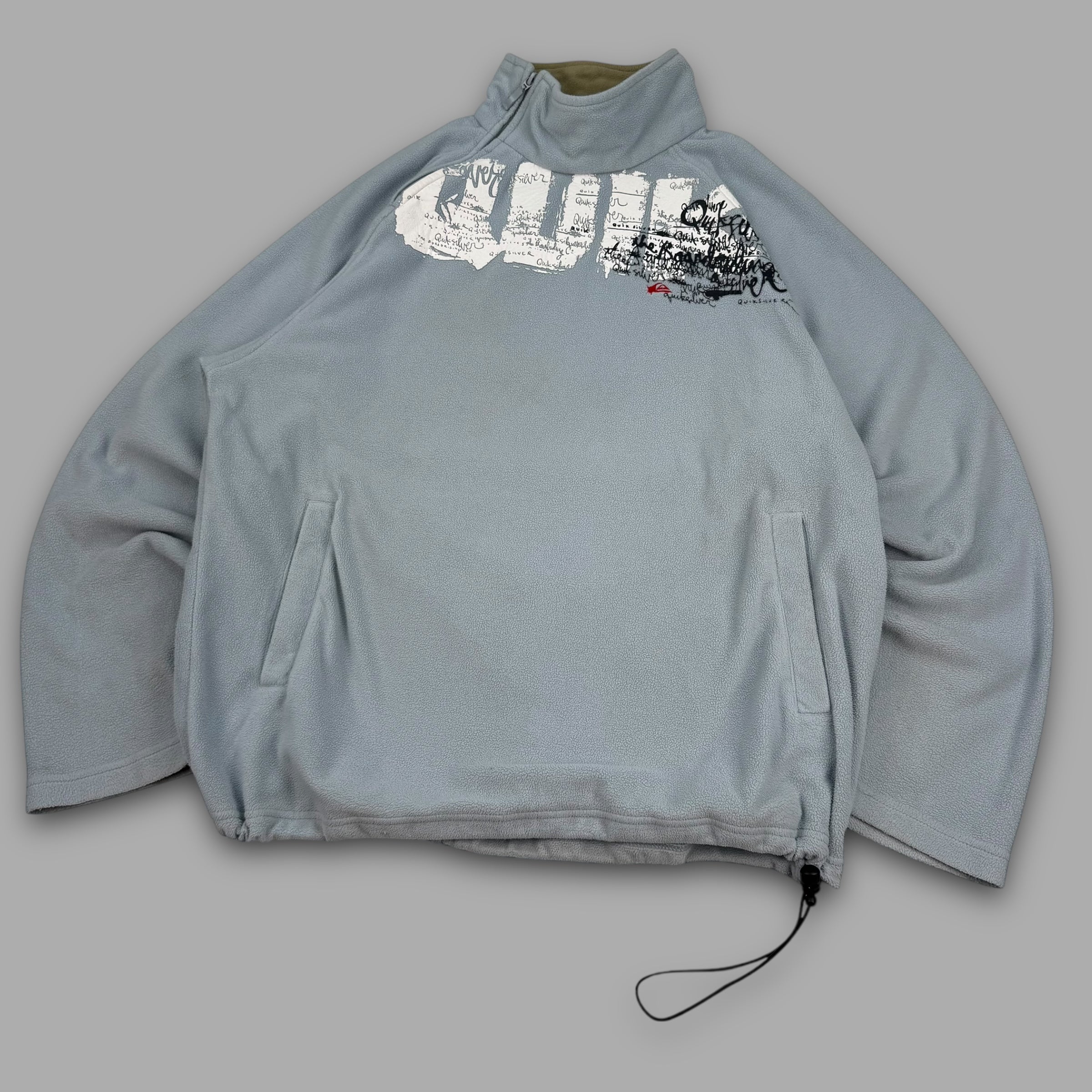Quiksilver 2000's technical asymmetrical zip graphic spellout fleece (L)