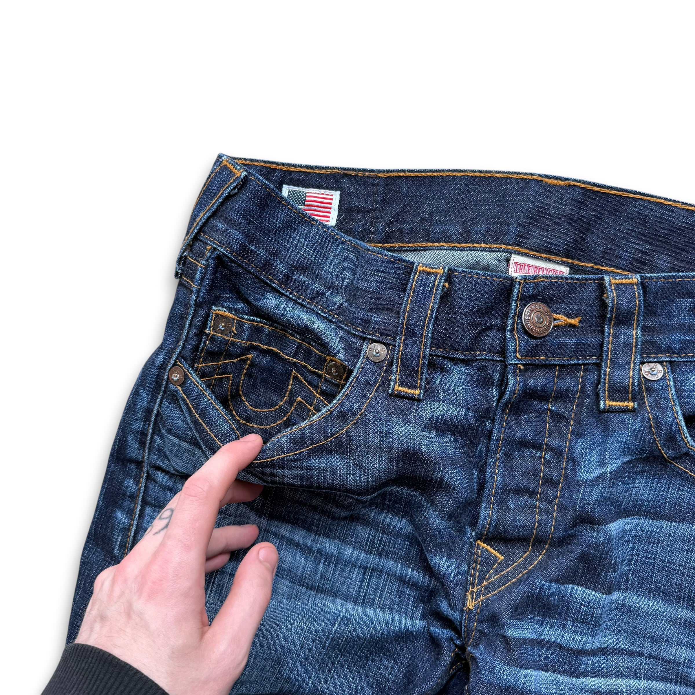 True religion 2000's twisted denim straight leg jeans (S)
