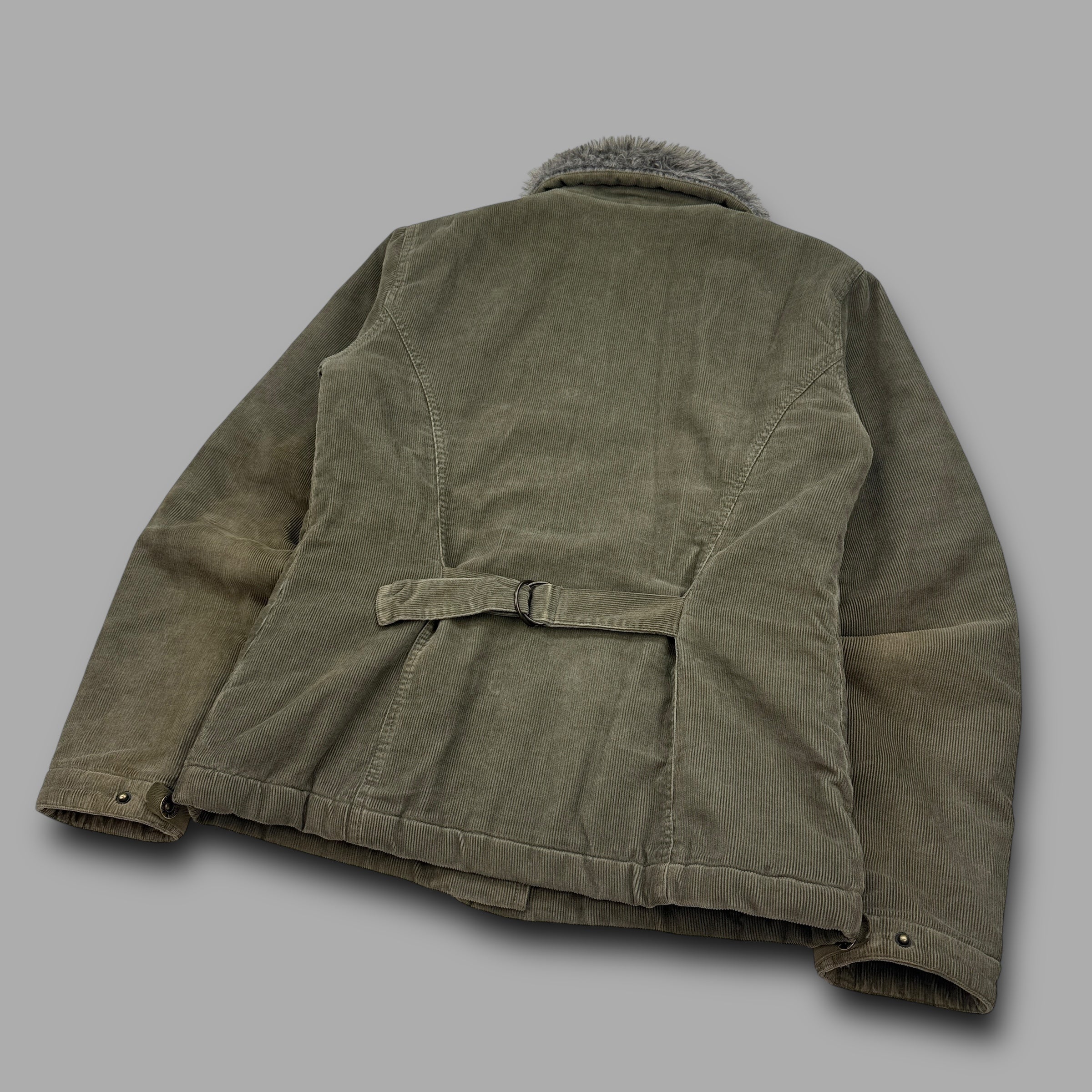 Billabong 2000's corduroy multi-pocket fur collar zip-up jacket (S)