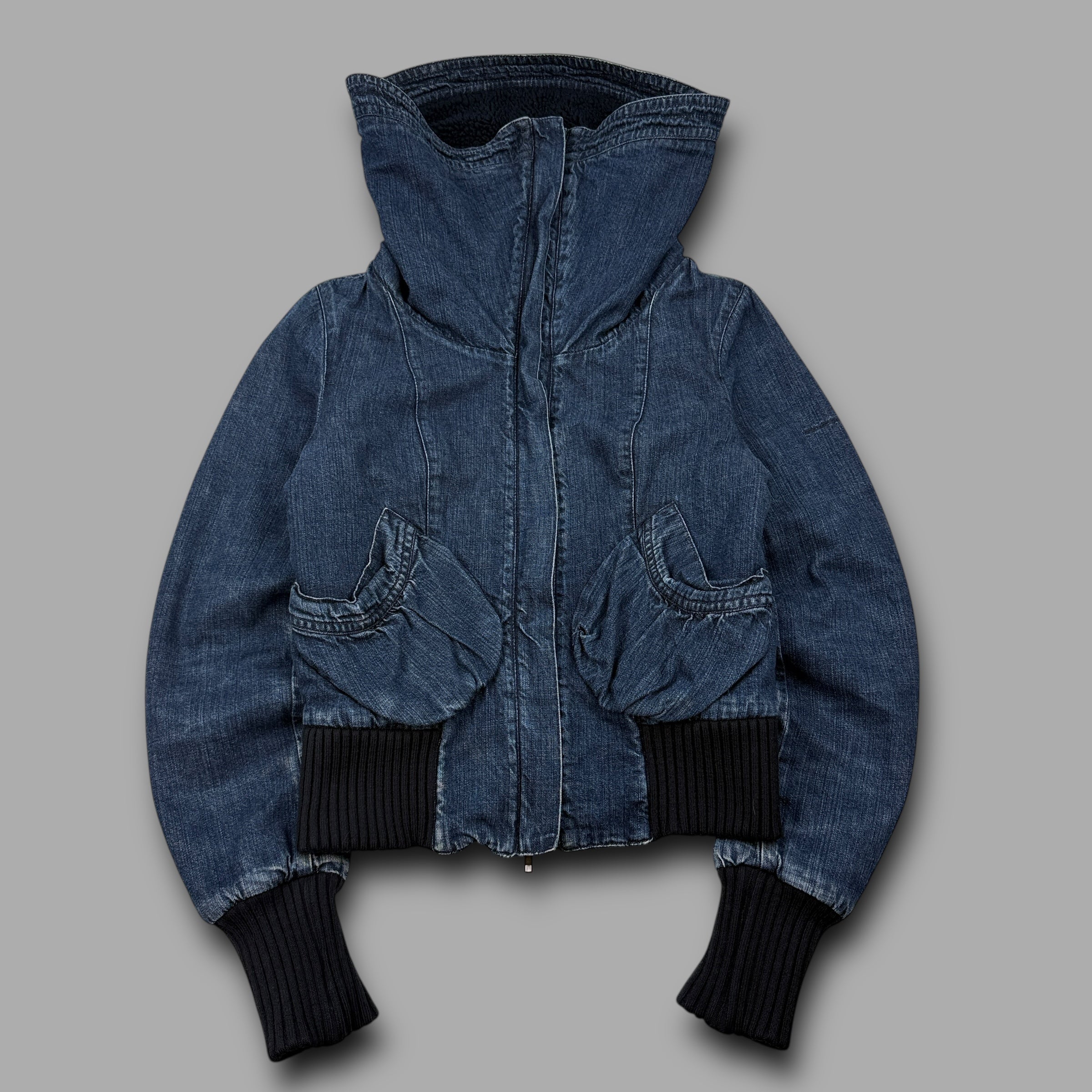 Fornarina 1990's sherpa lined denim bomber jacket (S)