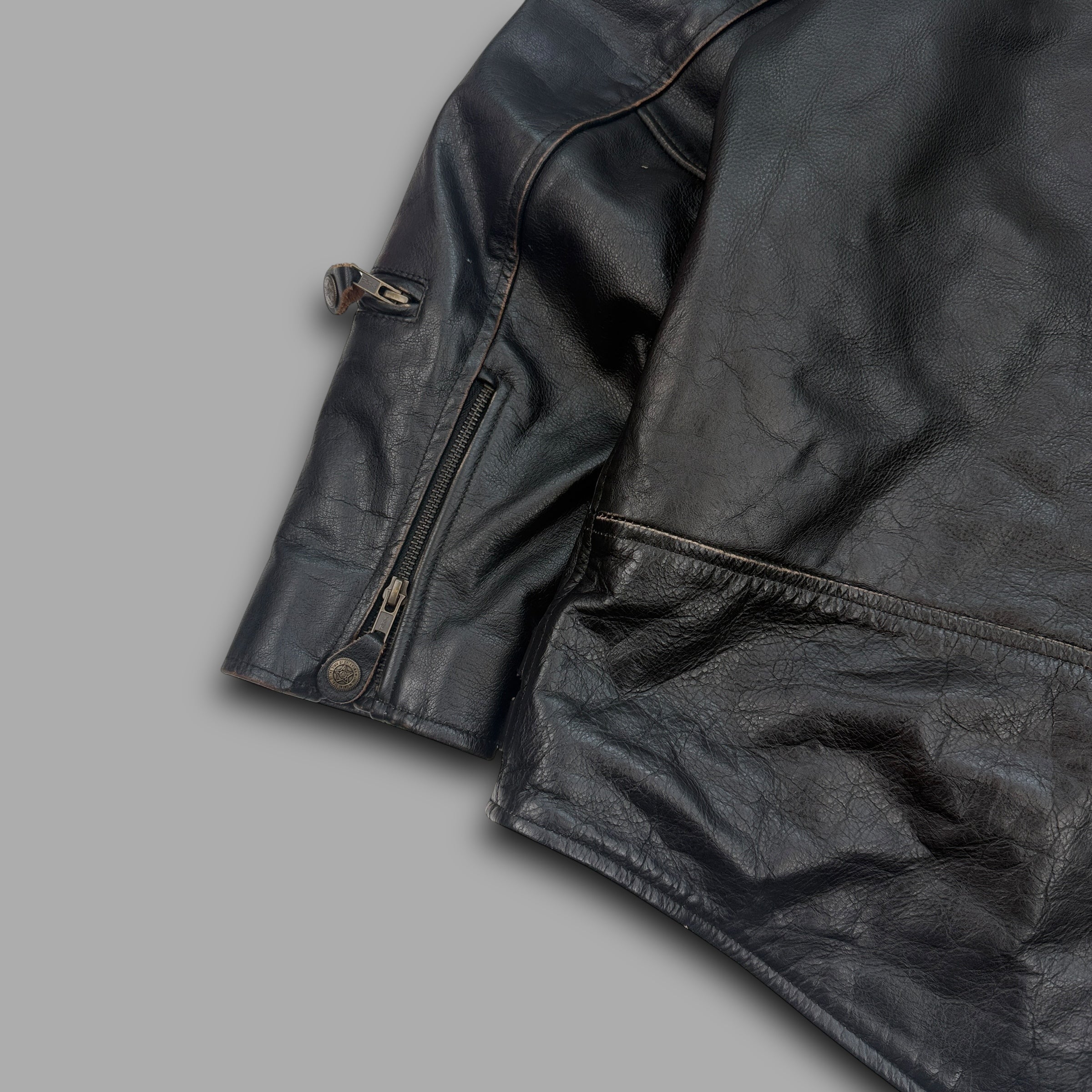 City of leather 'straight to hell' style leather biker jacket (L)