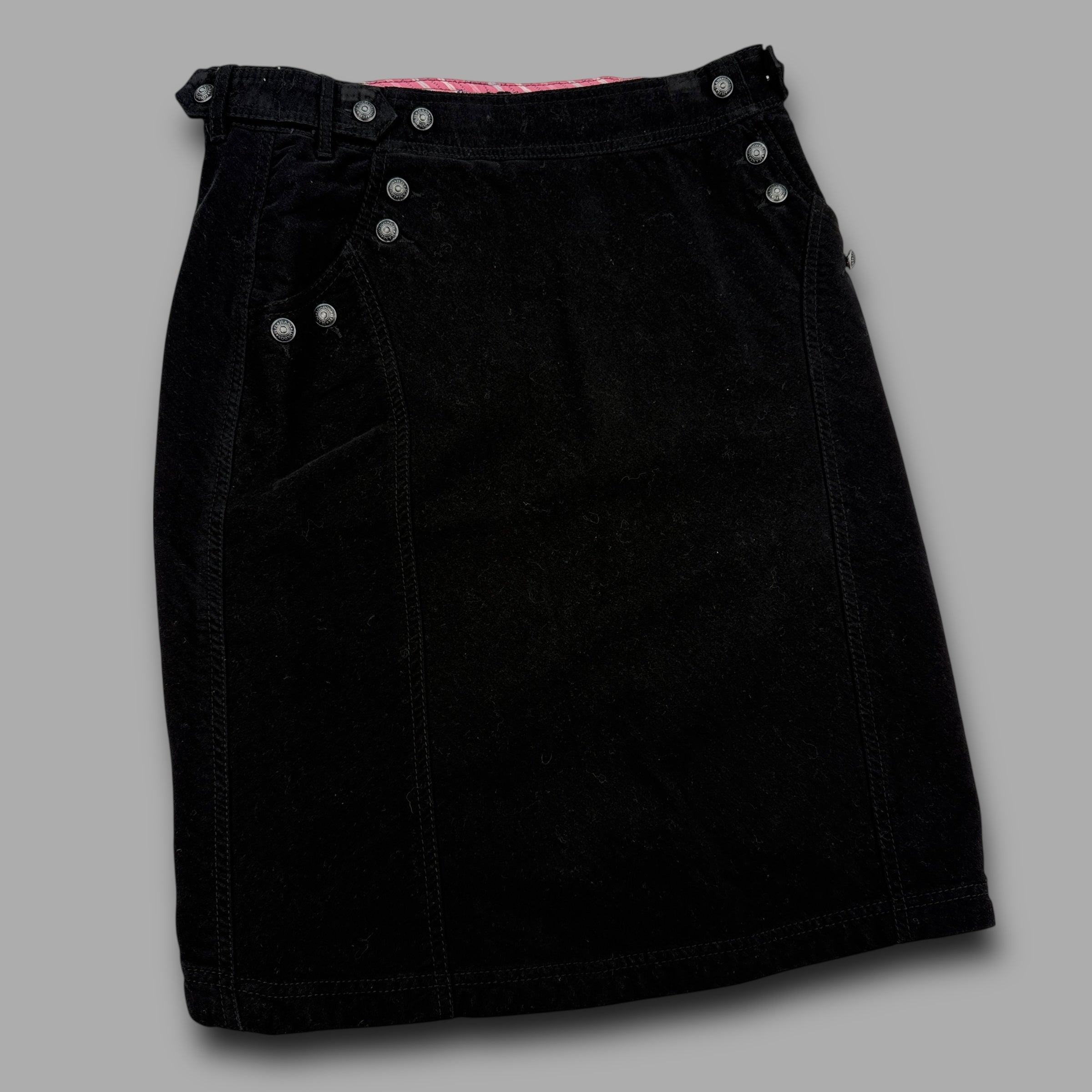 Pepe Jeans 2000's pocketed velvety midi skirt with metalic embroidery (L) wms