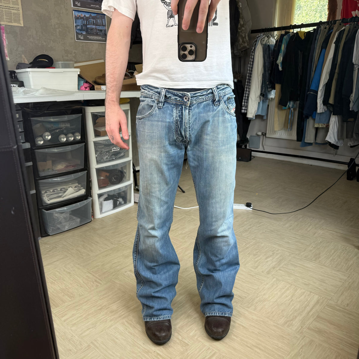 Diesel zaf 2000's relaxed flared bootcut denim jeans (S)