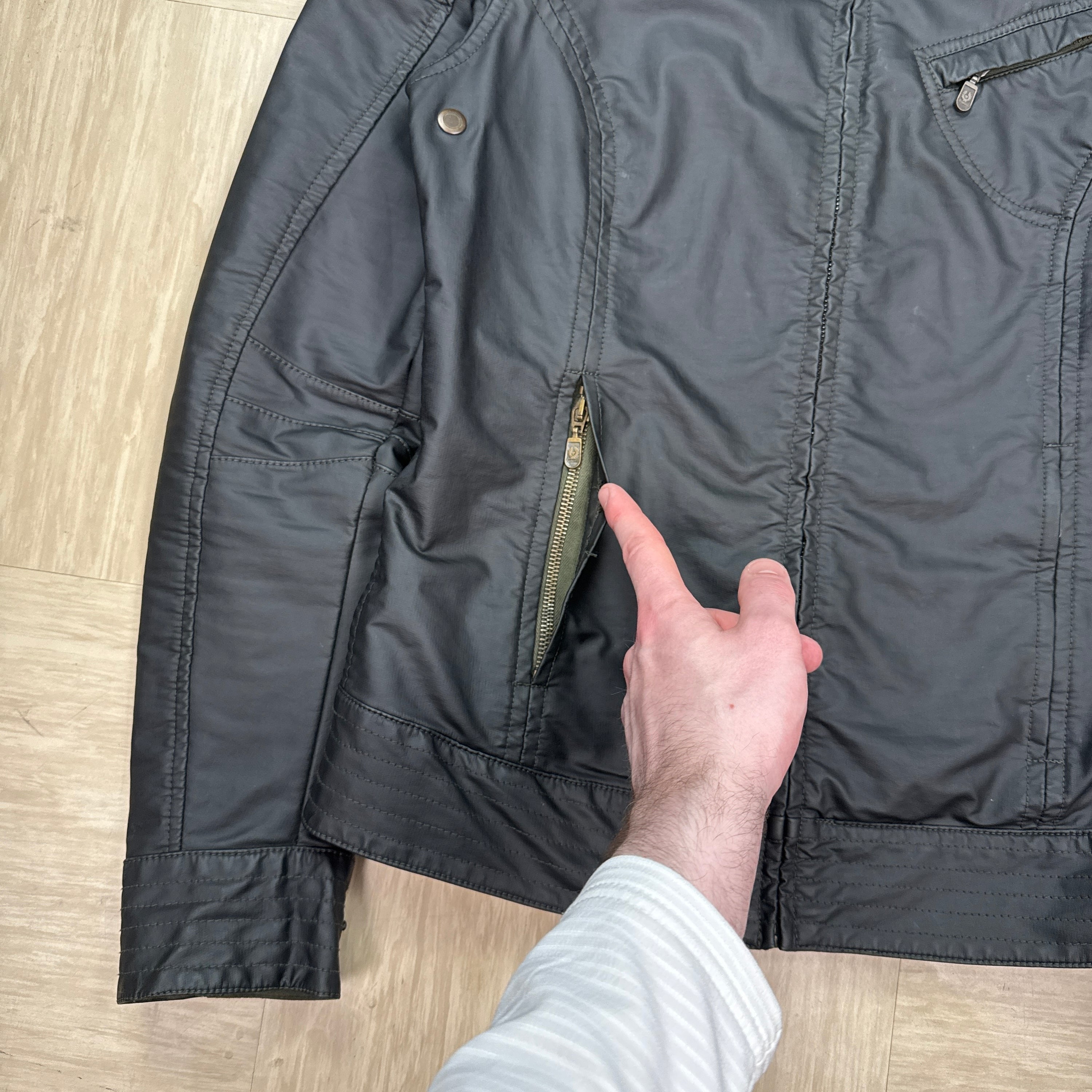 Belstaff 1990's technical leather pre v racer biker jacket (S)