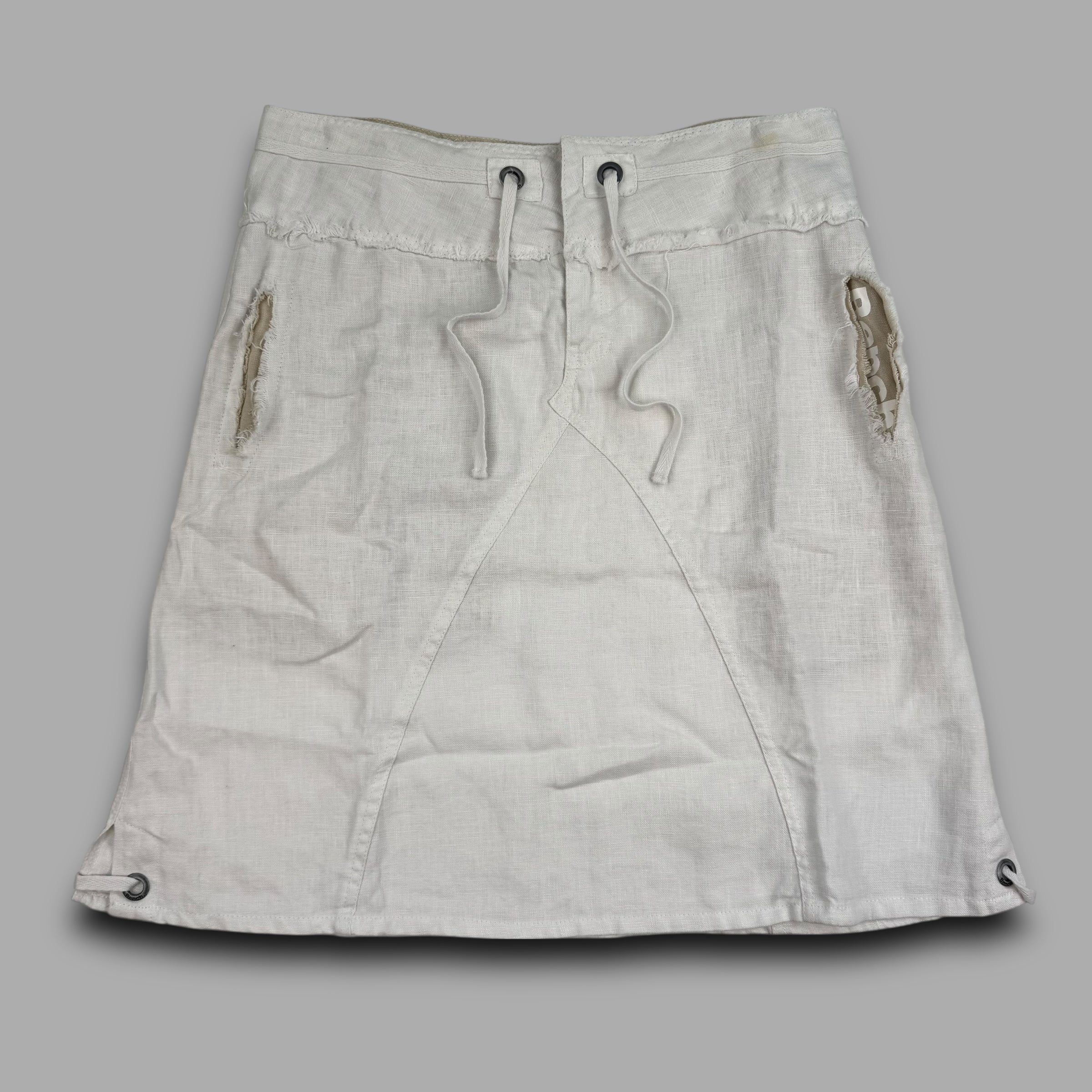 Bench 2000's linen a-line midi skirt with distressed detailing and pockets (L) wms