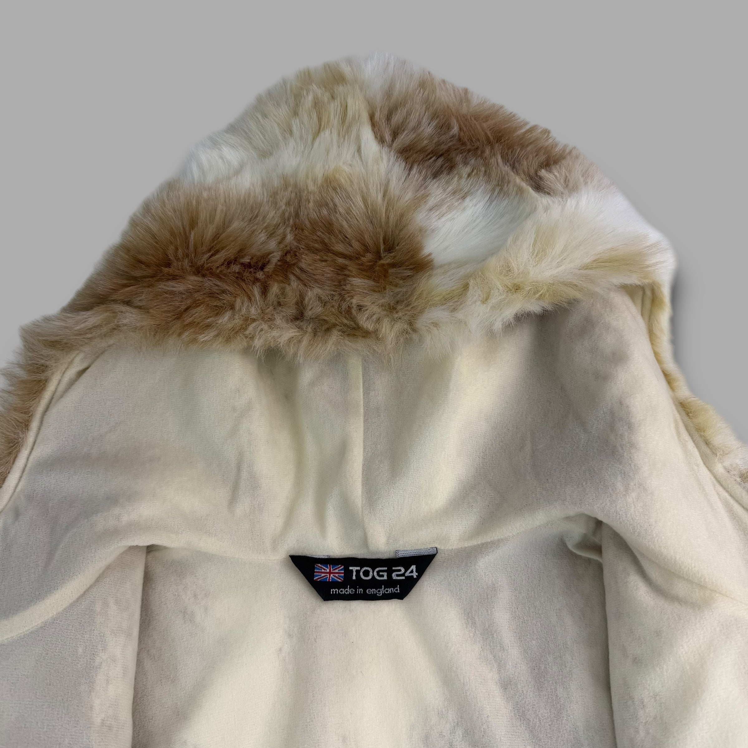 Tog24 1990's modacrylic faux fur zip up hooded jacket (M)