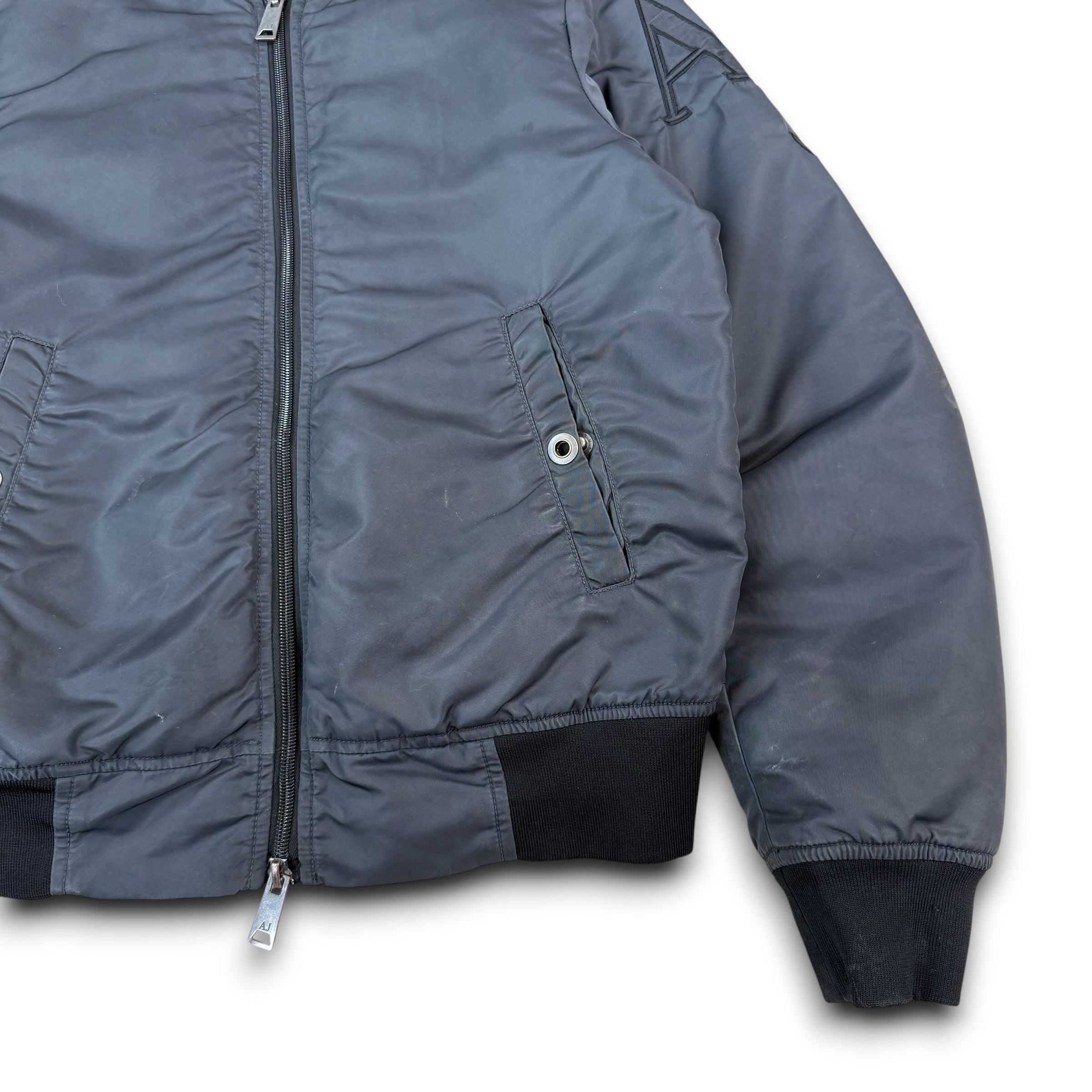 Armani 2000's embroidered graphic nylon bomber jacket (S)