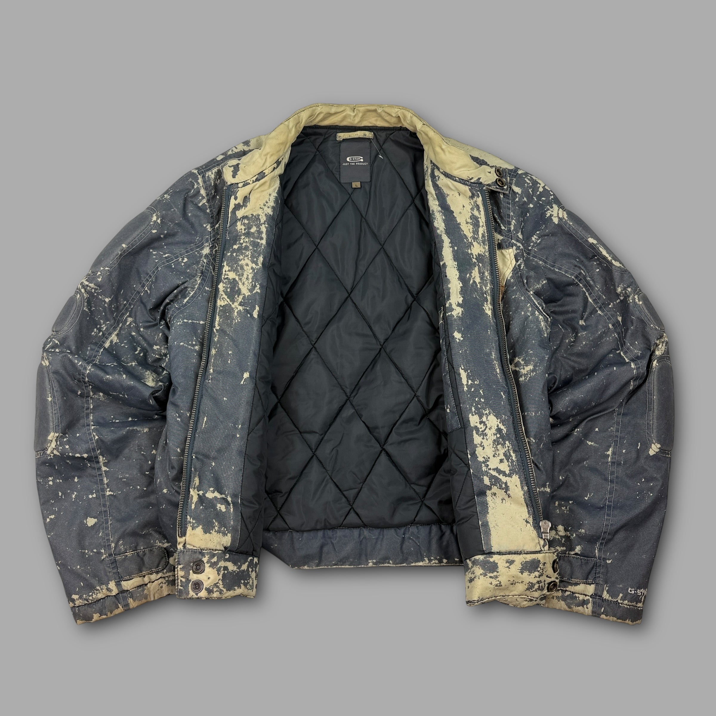 G-star 2000's technical distressed padded zip up quilted jacket (L)