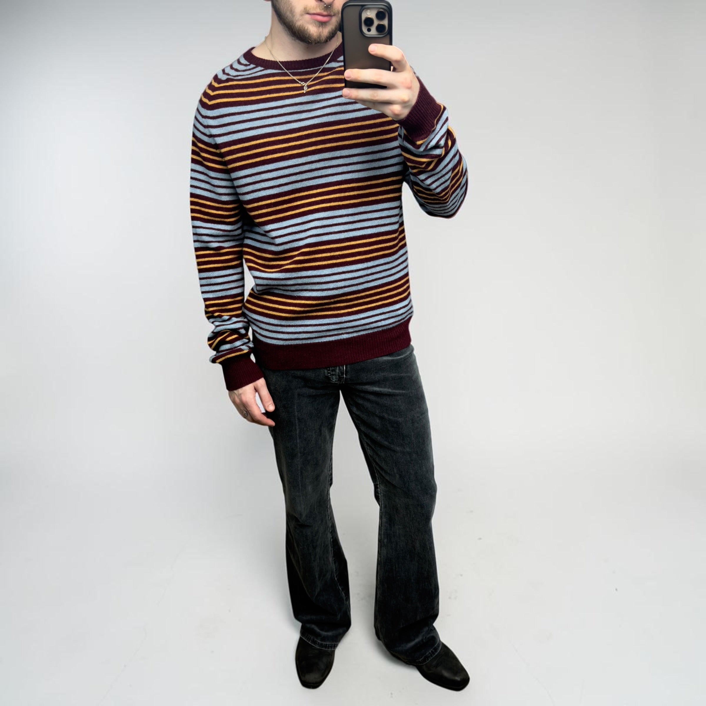 Dolce and gabbana 2000's horizontal stripe wool knit pullover jumper (S)