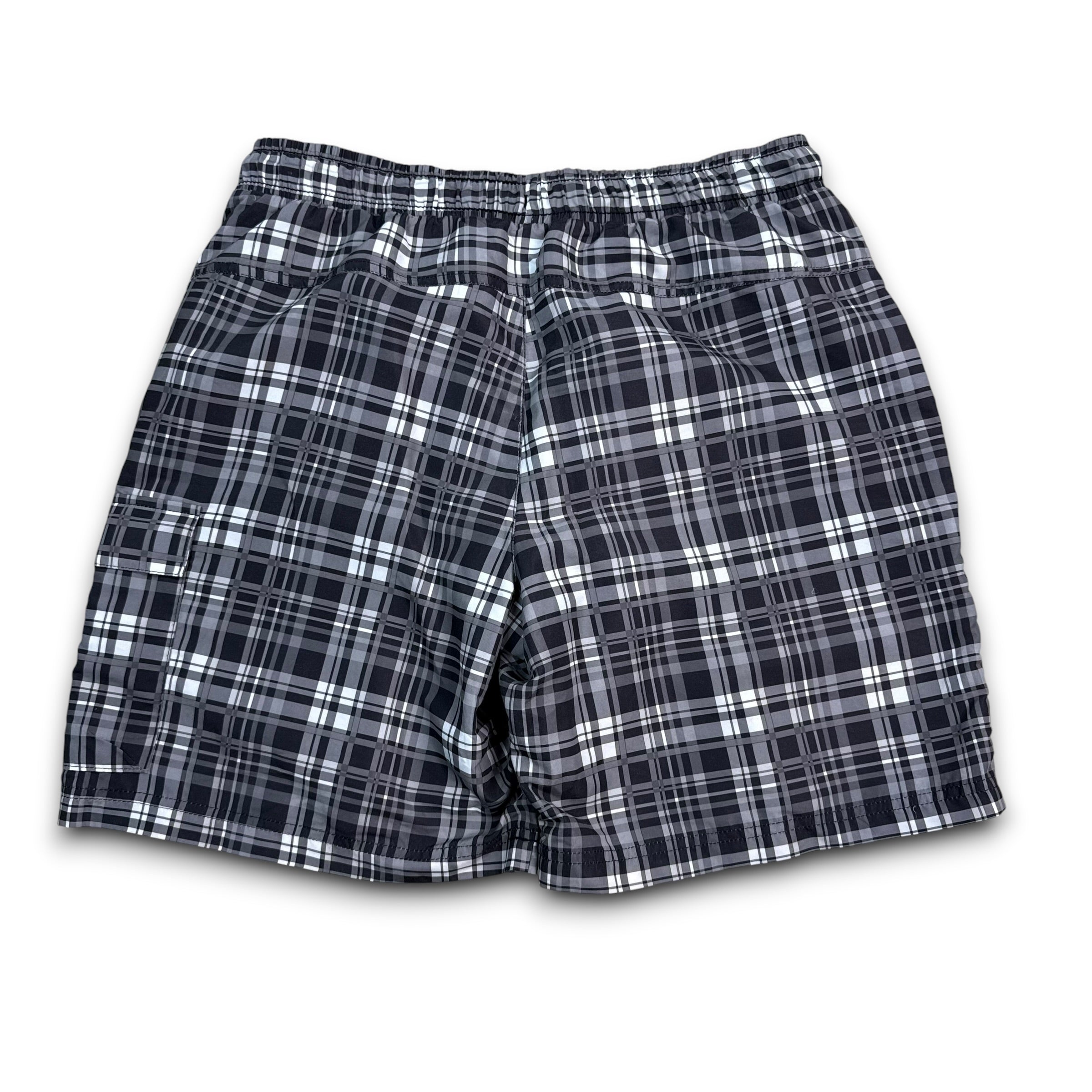 Lonsdale 2000's baggy plaid black swim shorts (M)