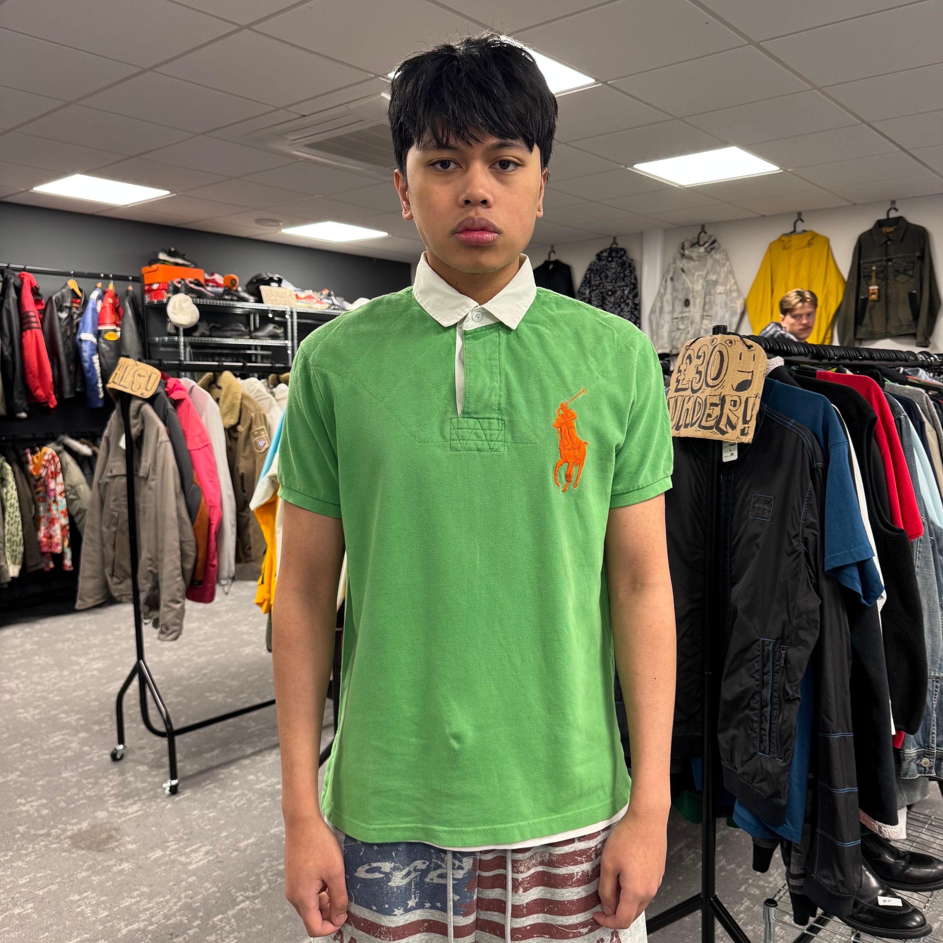 Ralph Lauren 2000's embroidered big pony rugby polo shirt (L)