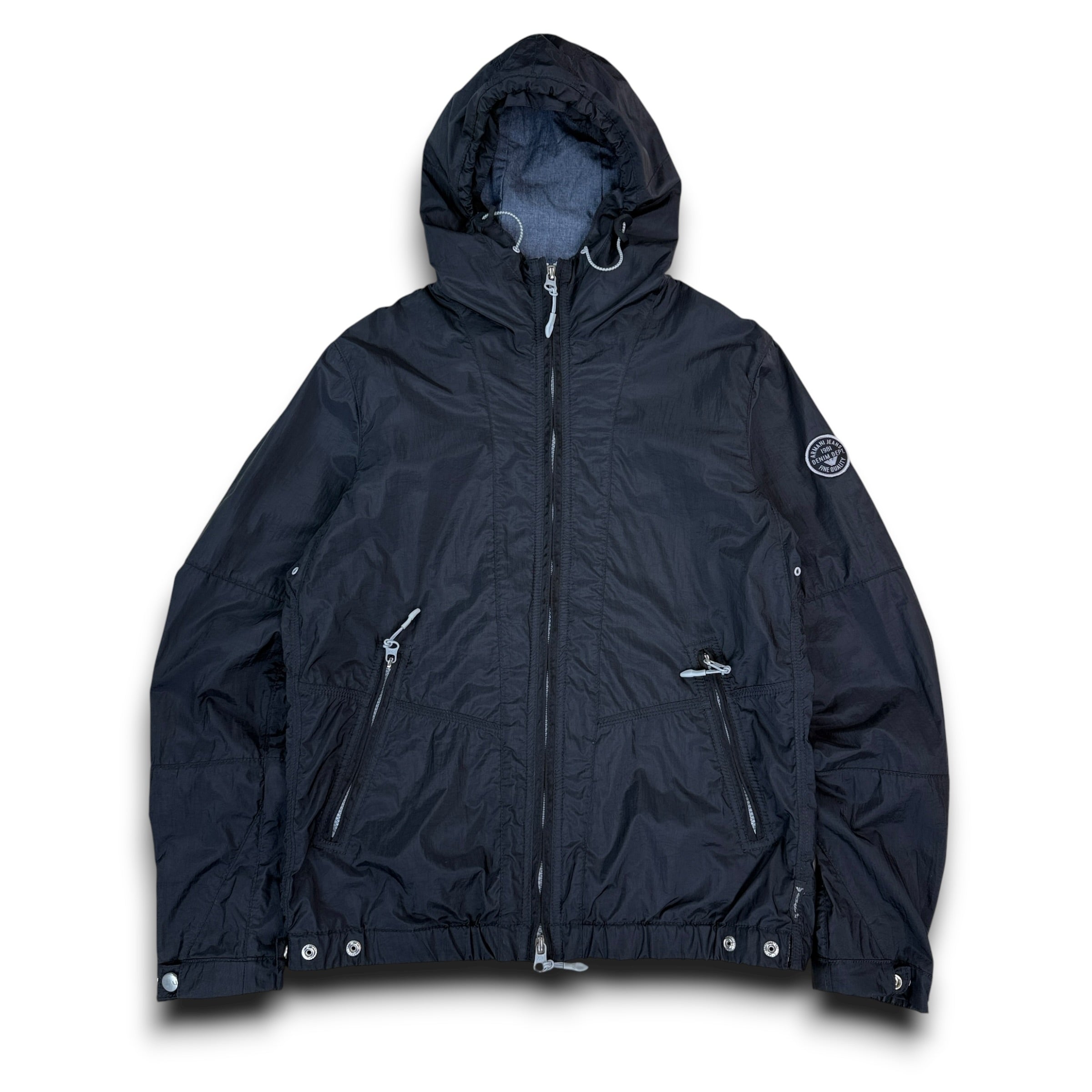 Armani jeans 2000's technical zip up nylon jacket (M)