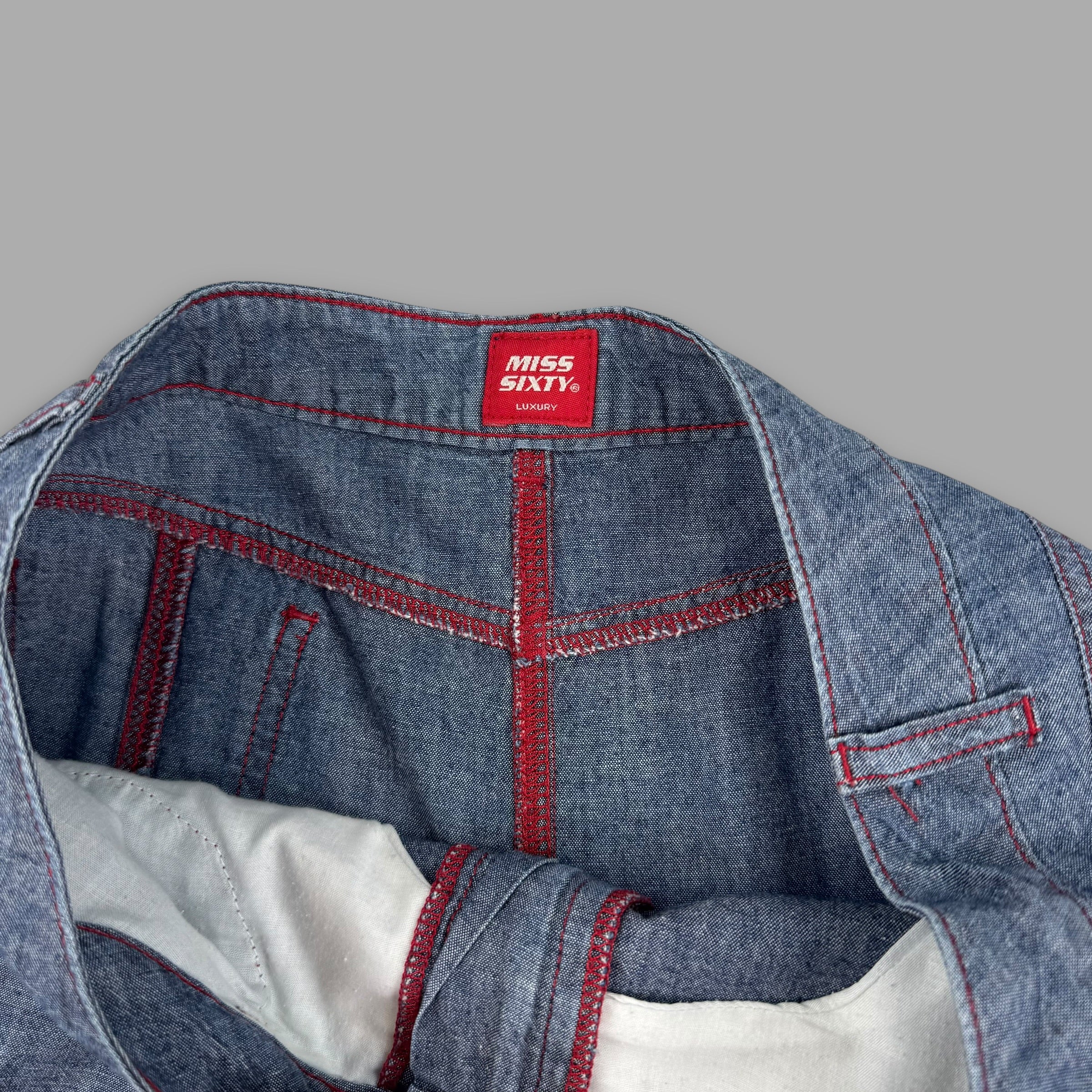 Miss sixty 2000's contrast stitch pleated denim skirt (L) wms