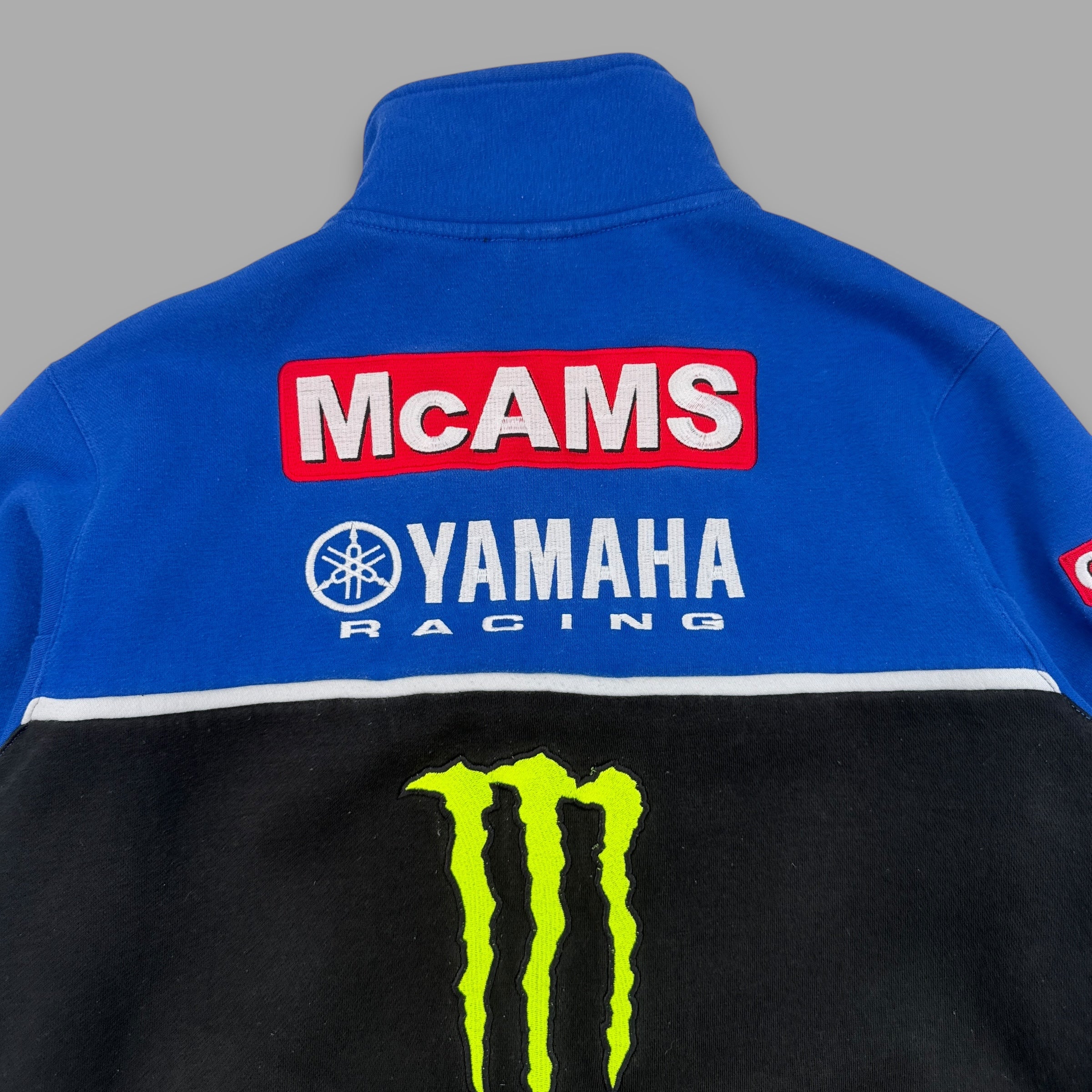 Yamaha x monster 2000's embroidered spellout graphic fleece jacket (M)