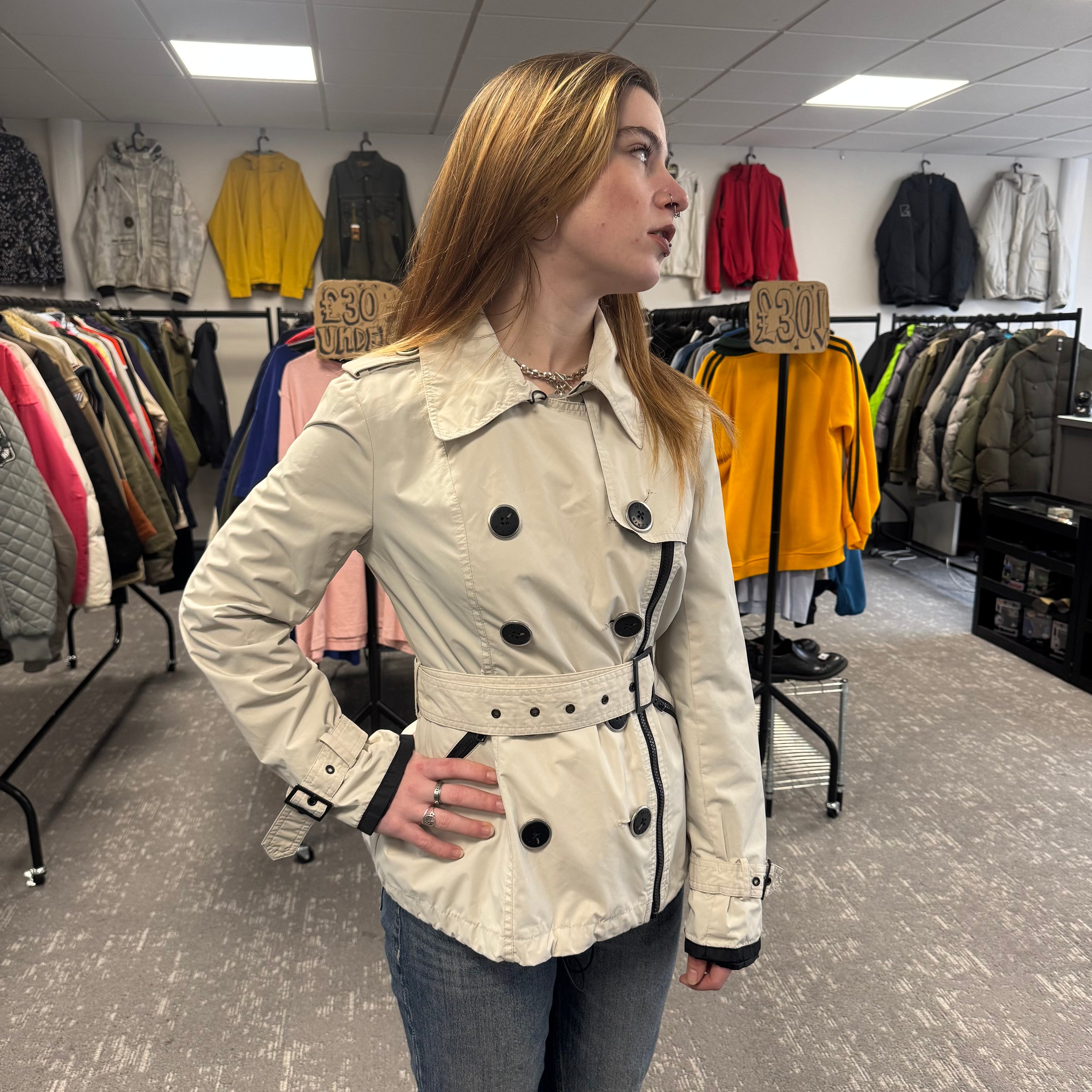 Miss sixty 2000's technical asymmetrical zip softshell trench coat (S) wms