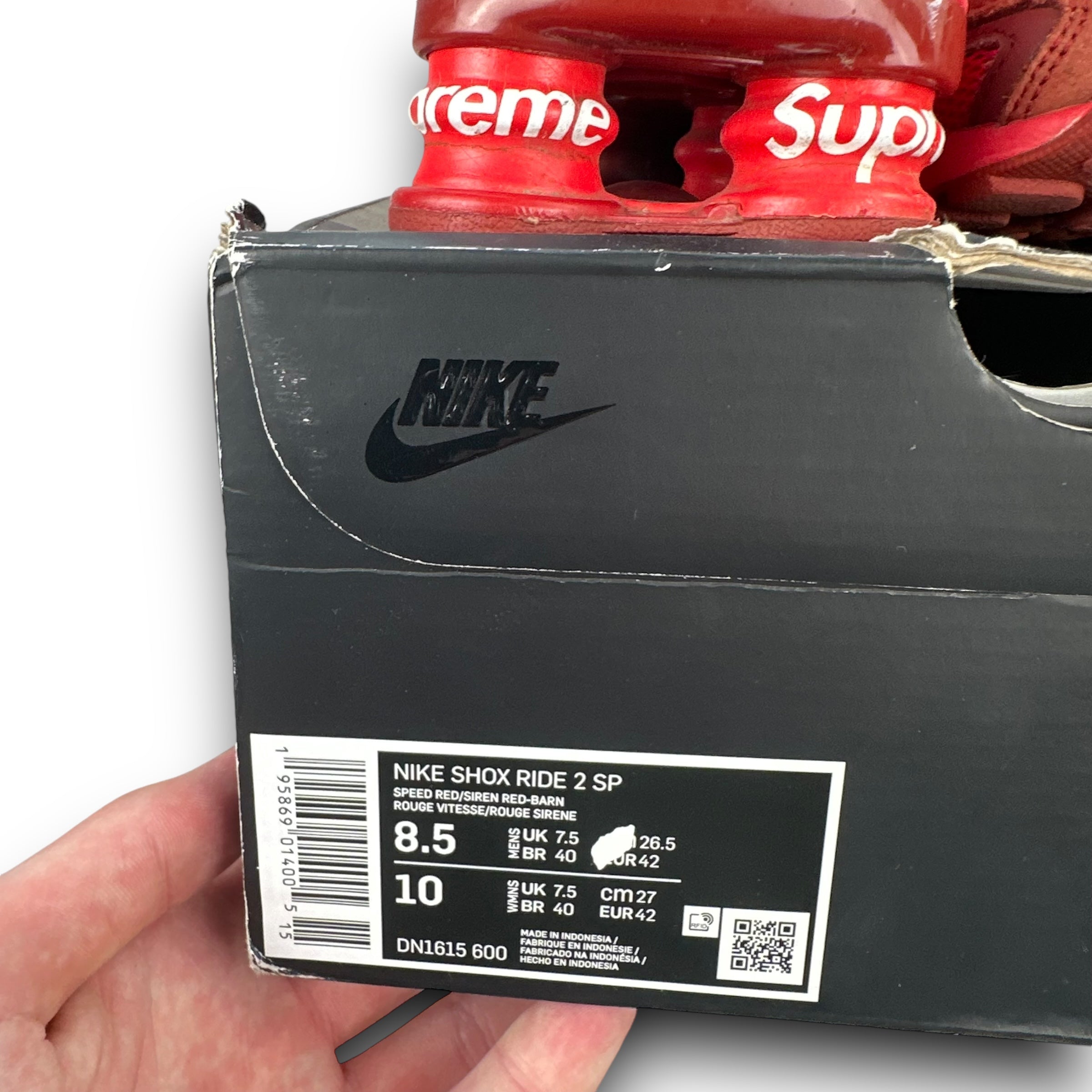 Supreme x Nike shox ride II 2022 'speed red' (UK7.5)