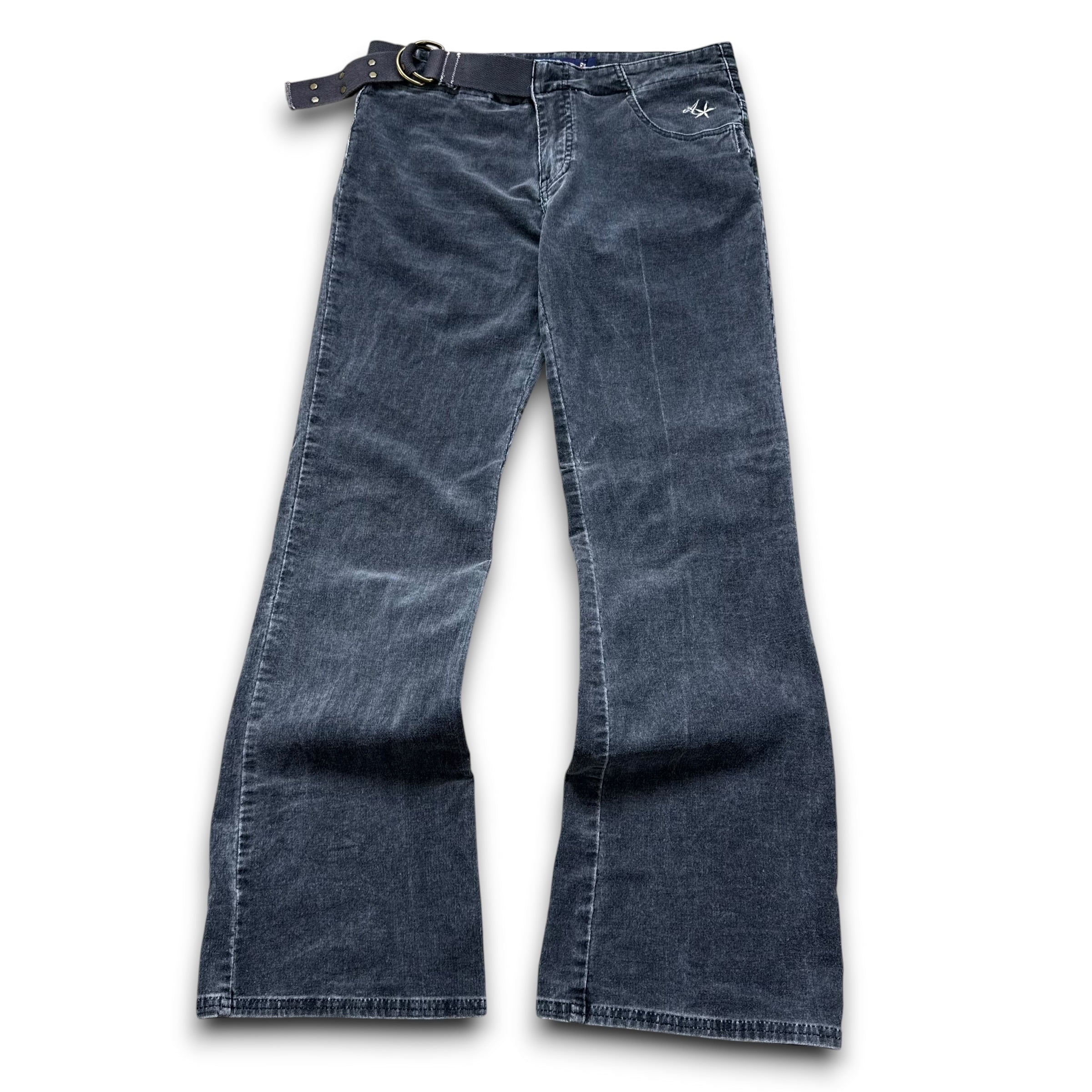 Animal 2000's corduroy stretch fit flare jeans with asymmetrical belt (L) wms