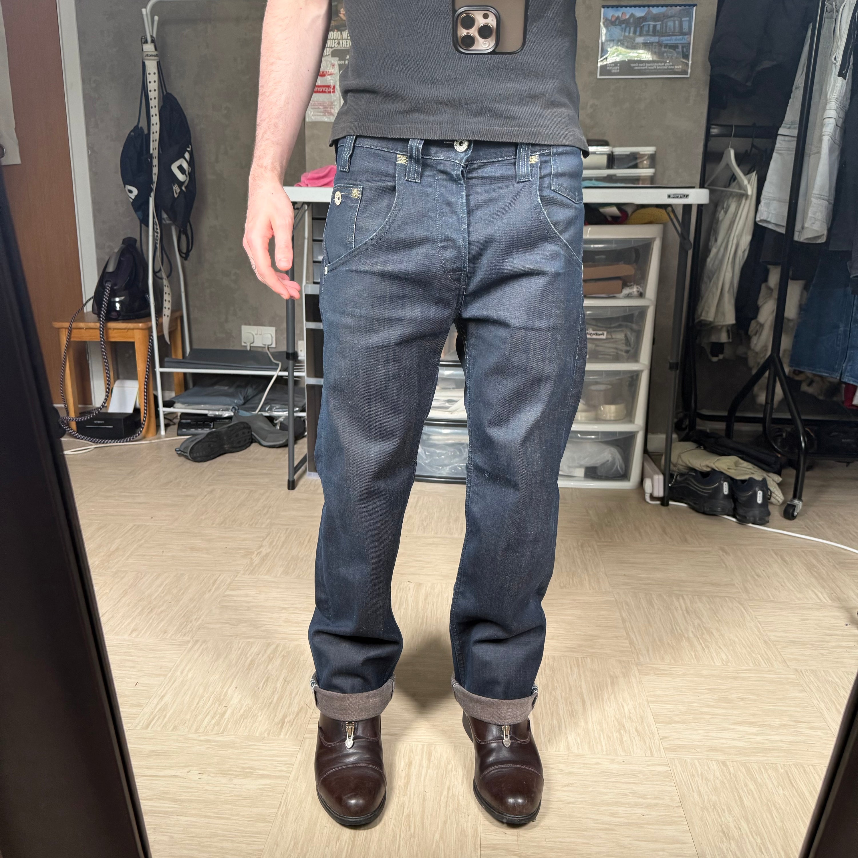 Levi's 533 2000's dark denim loose straight fitm jeans (S)