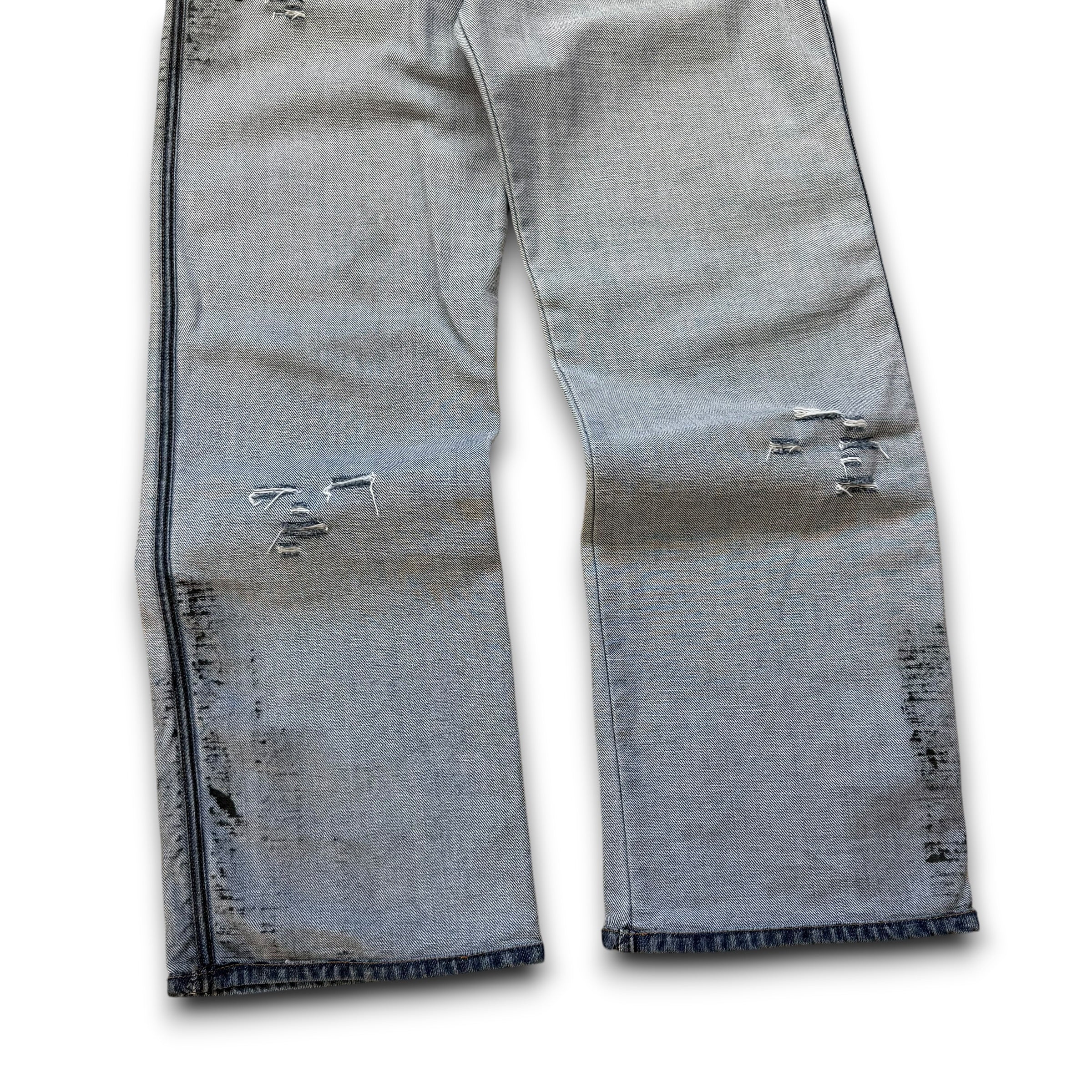 Dolce and gabanna 2002 distressed oil stained ‘inside out' denim jeans (S)