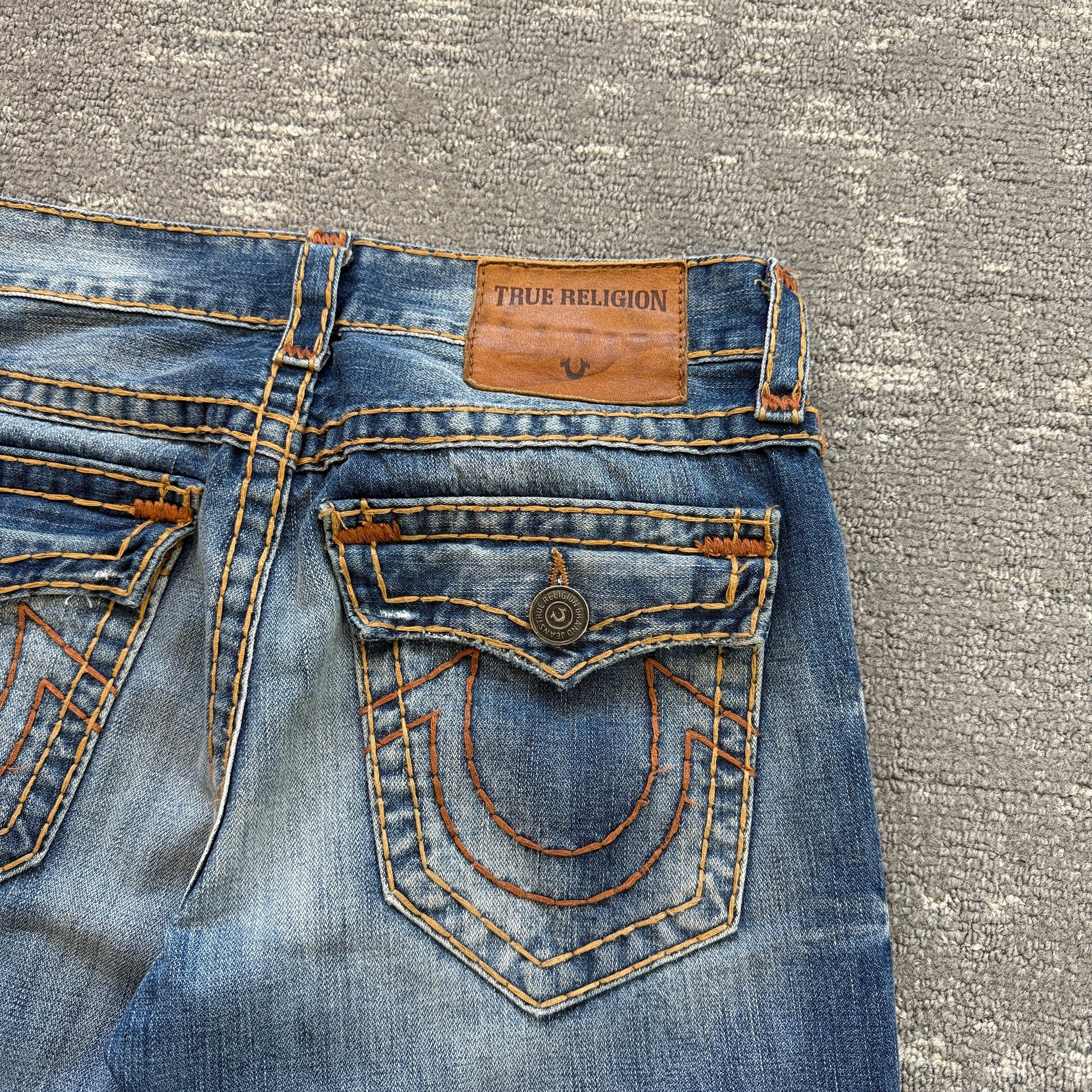 True religion 2000's Ricky relaxed straight contrast stitch denim jeans (S)