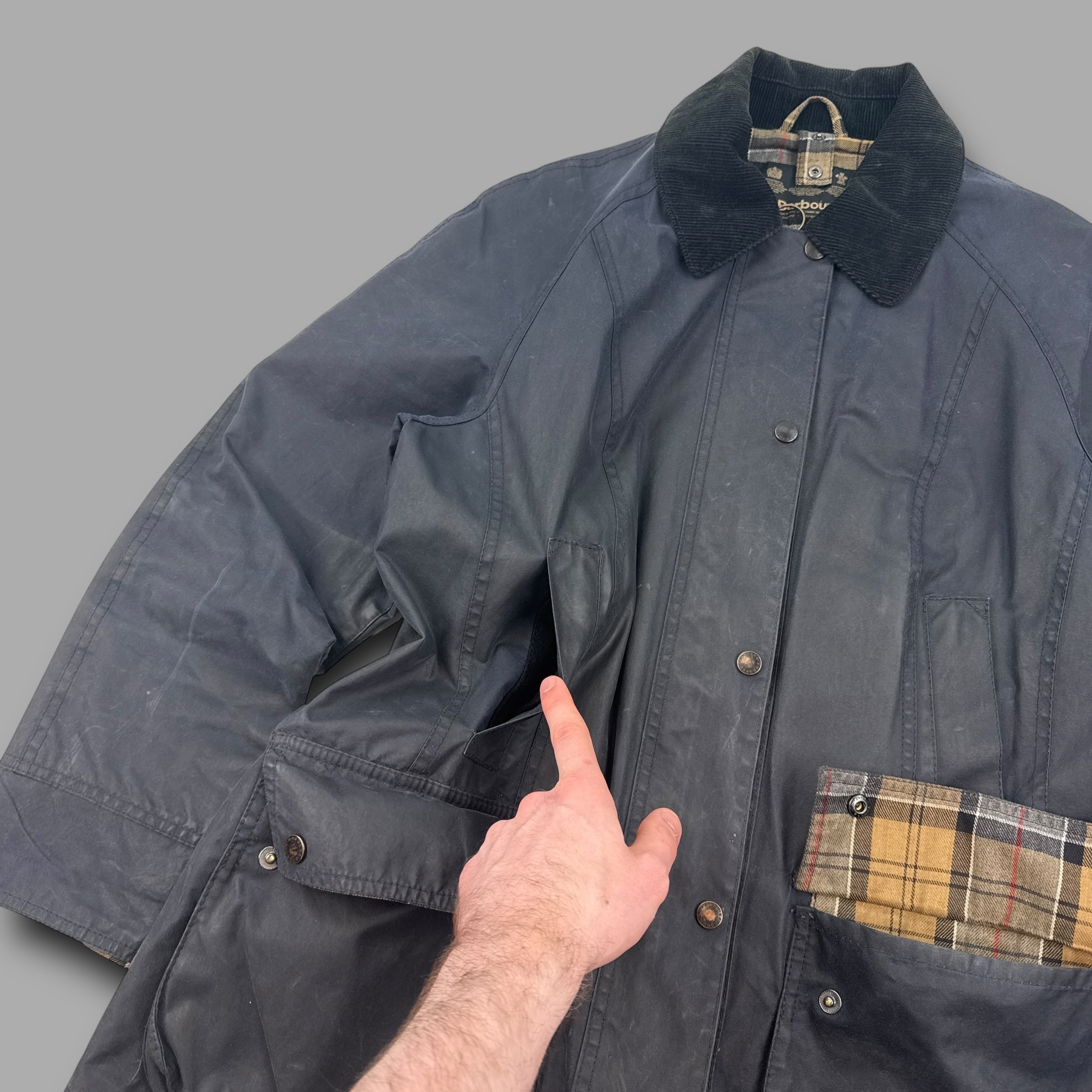 Barbour 2000's beadnell technical zip-up waxed jacket (S-M)