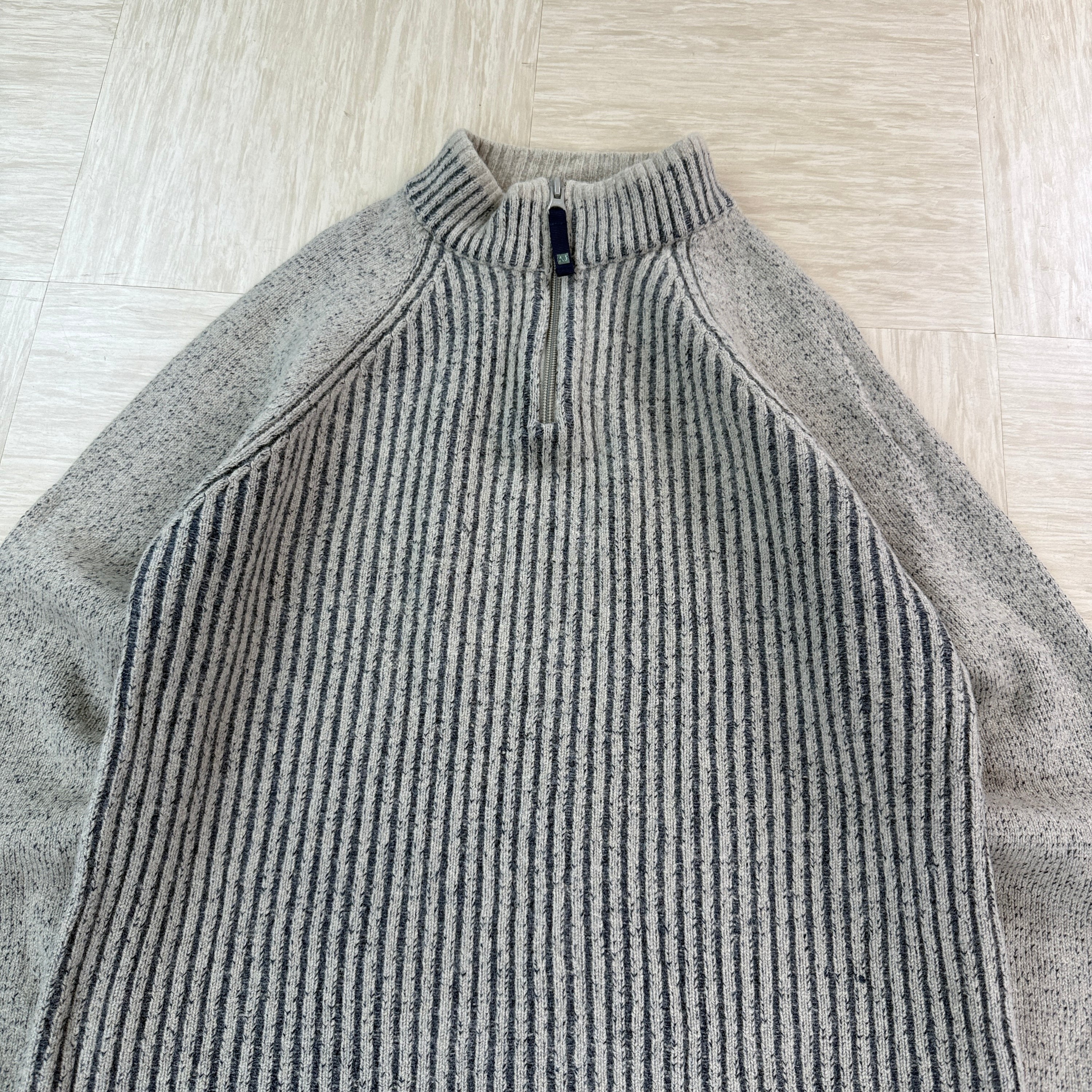 Armani jeans 2000's ribbed wool knit 1/4 zip  (S)