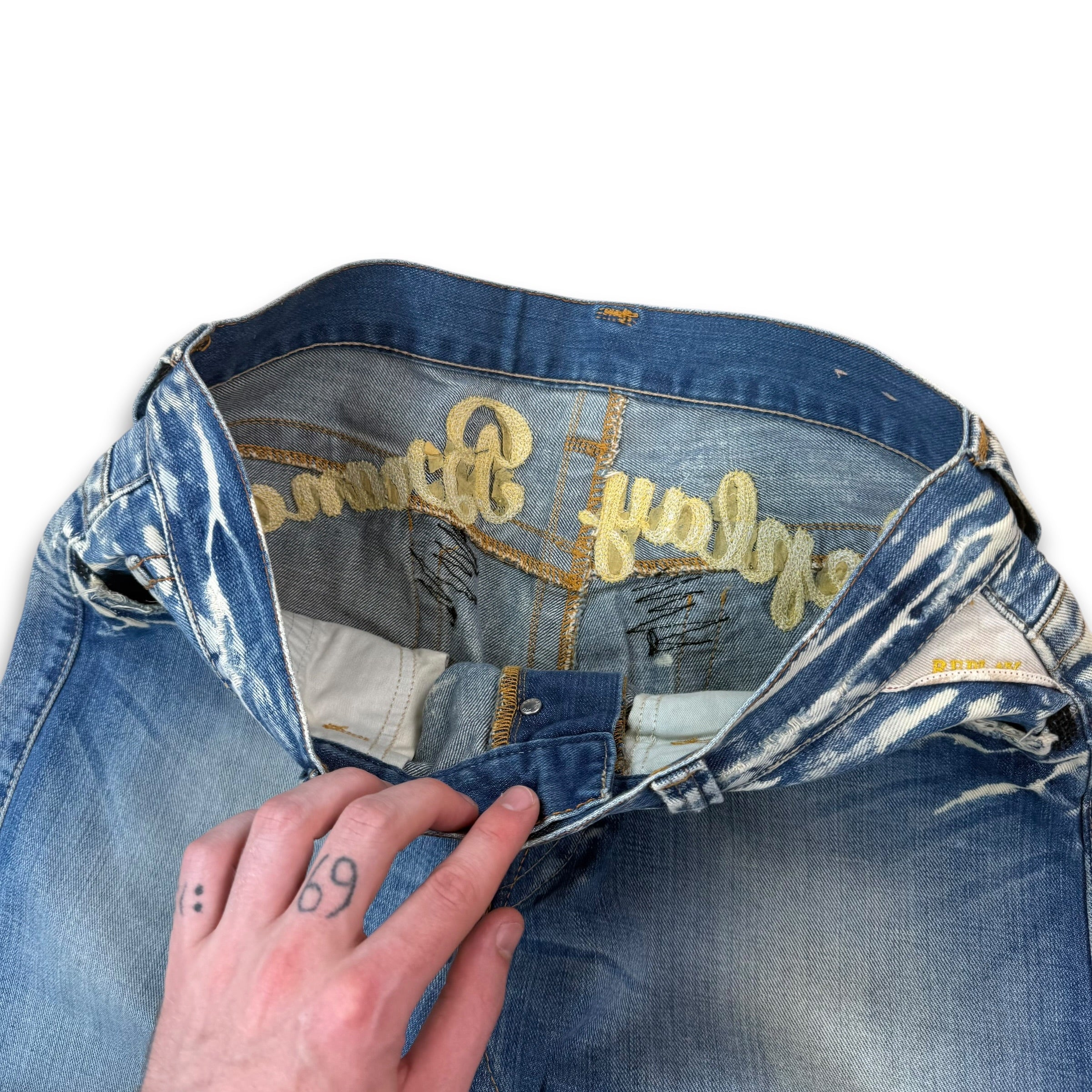 Replay 2000's embroidered spellout bootcut denim jeans (M-L)