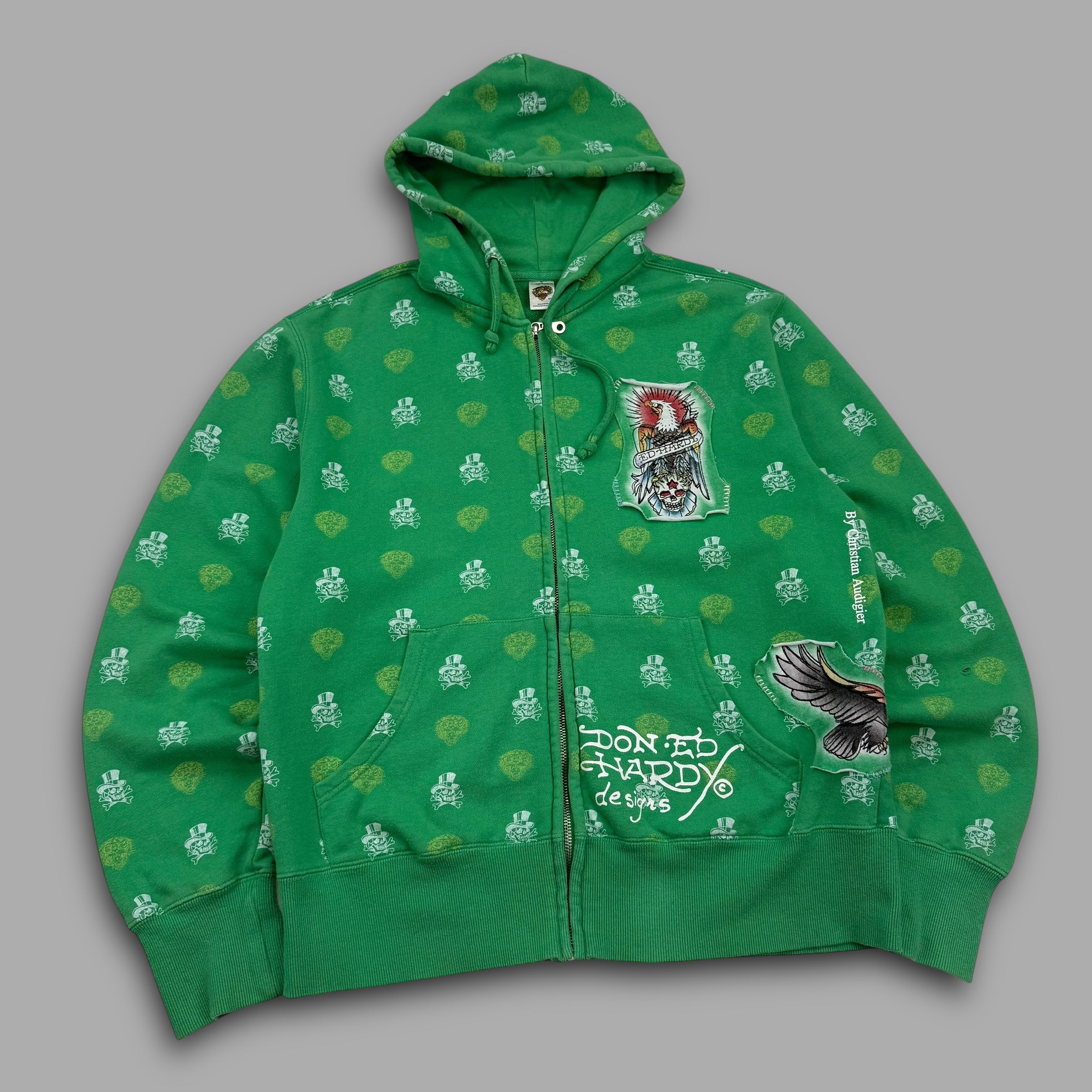 Ed hardy 2000's graphic monogram hoodie (M)
