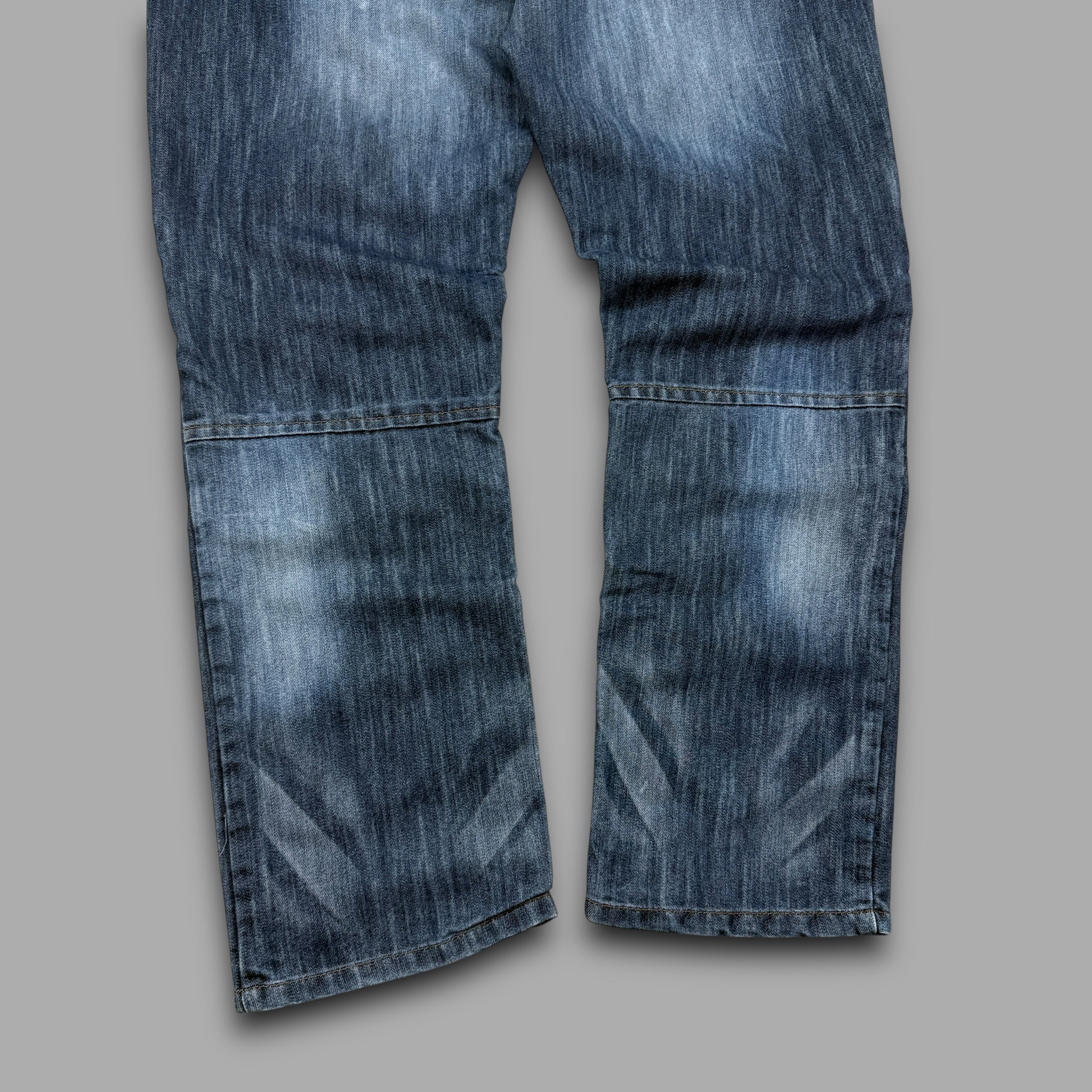 No fear 2000's contrast stitch denim bootcut cargo jeans (L)