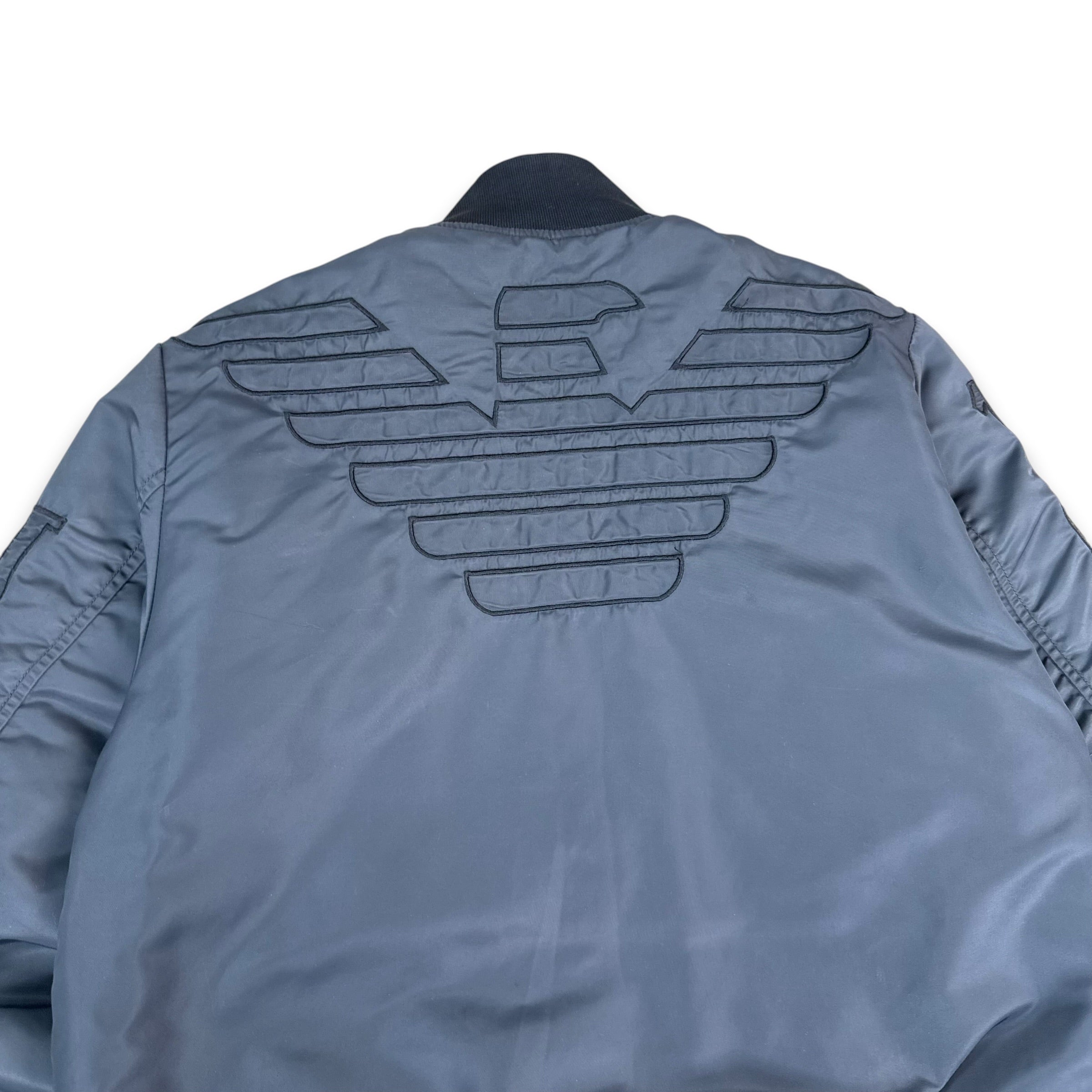 Armani 2000's embroidered graphic nylon bomber jacket (S)
