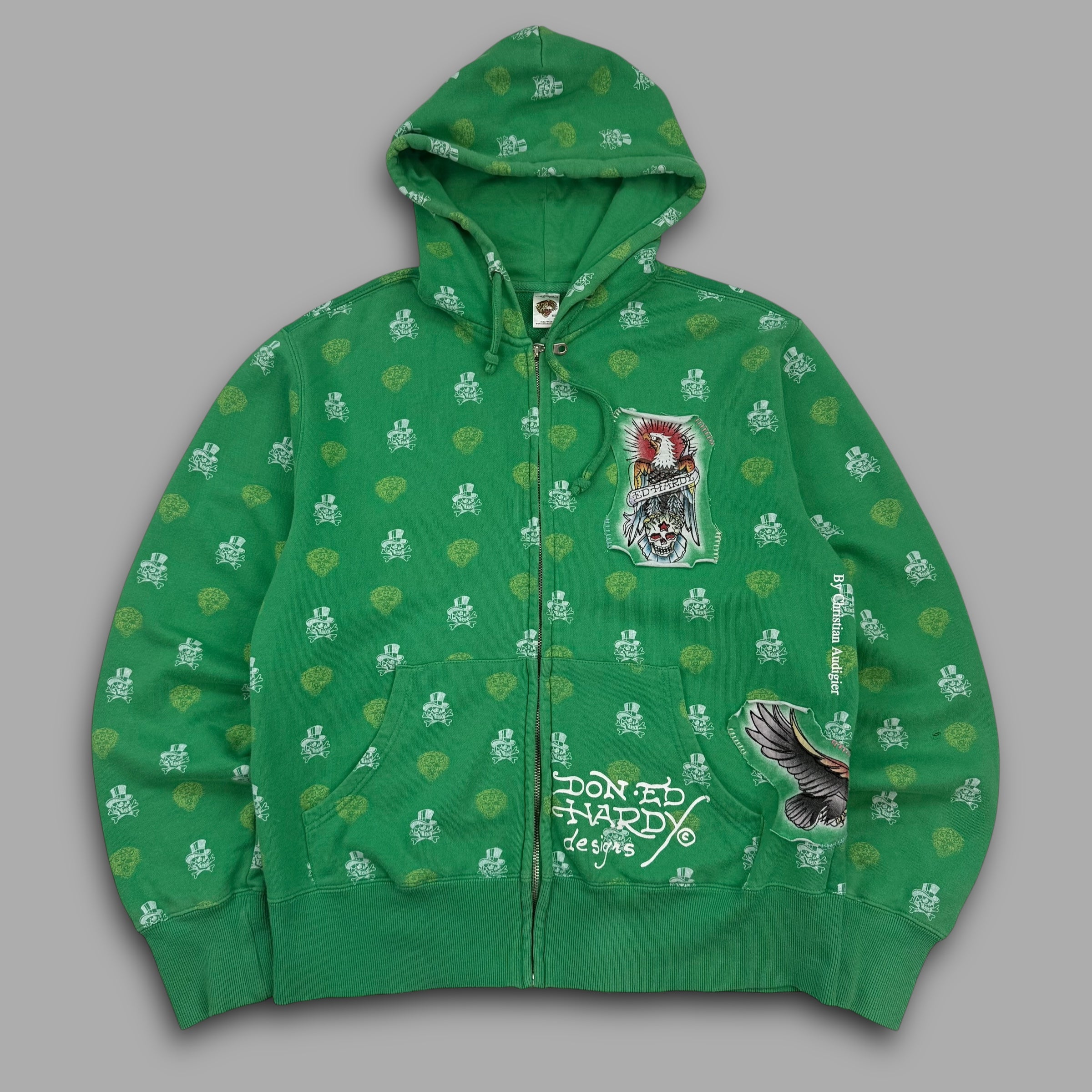Ed hardy 2000's graphic monogram hoodie (M)
