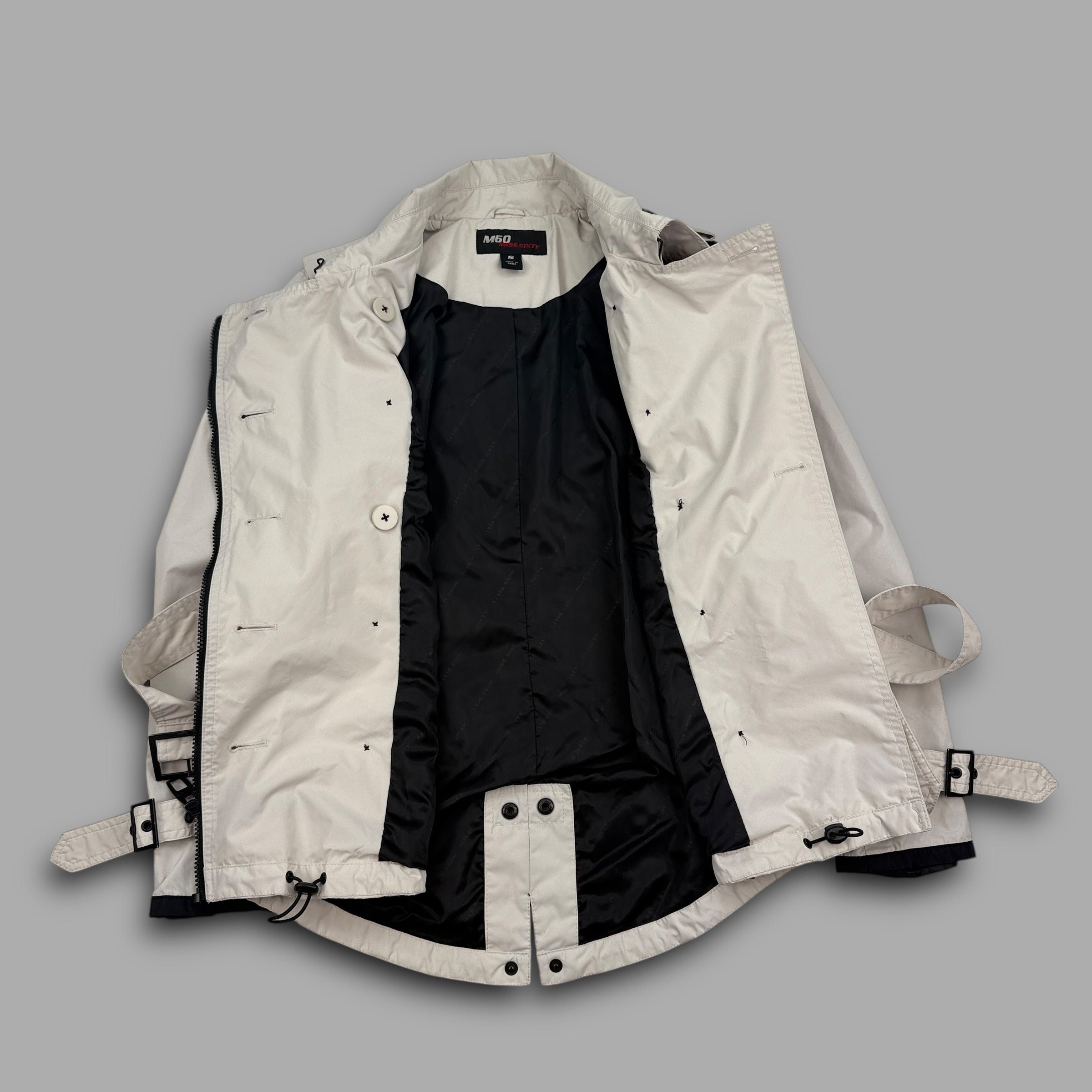 Miss sixty 2000's technical asymmetrical zip softshell trench coat (S) wms