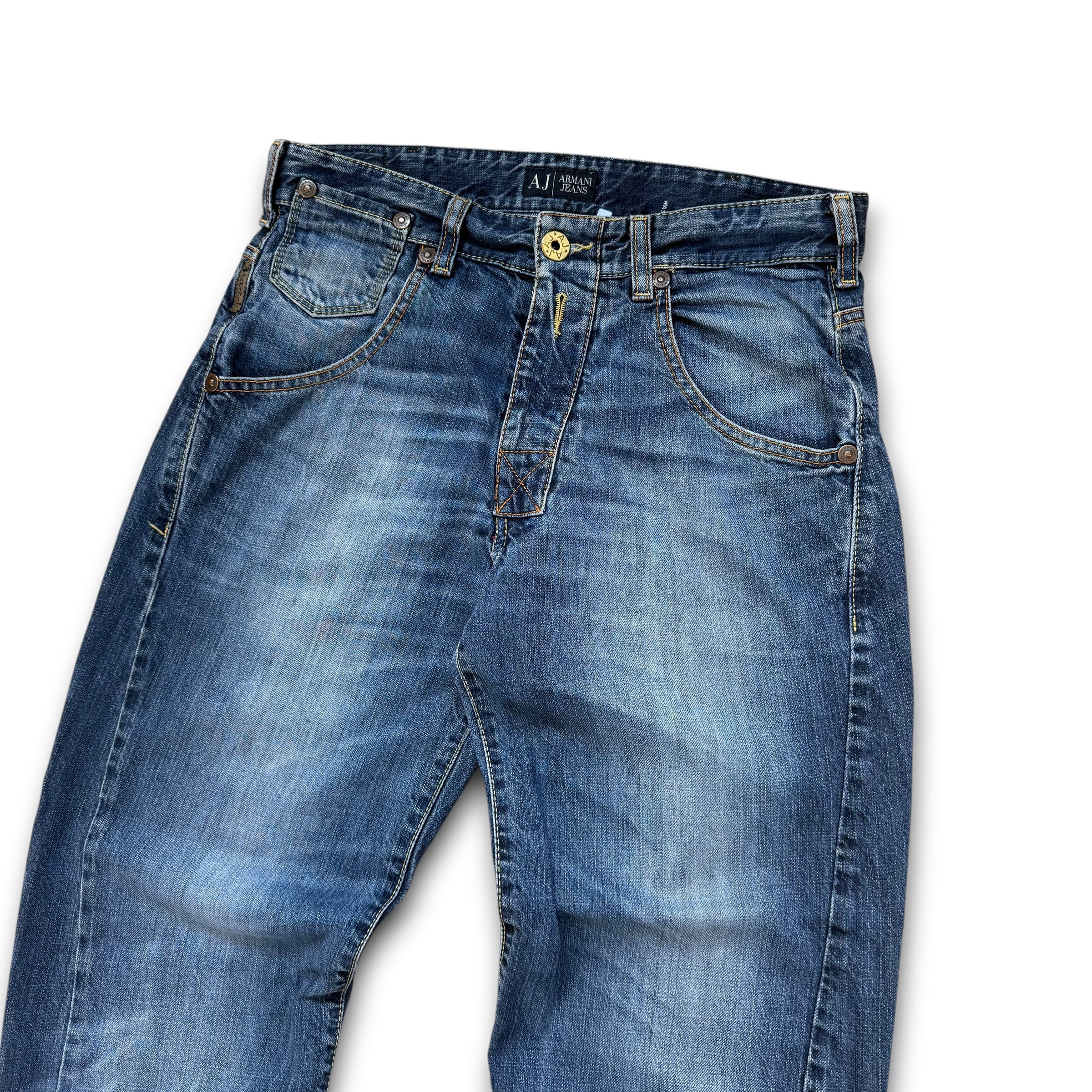 Armani 2000's twisted relaxed fit denim bootcut jeans (S)