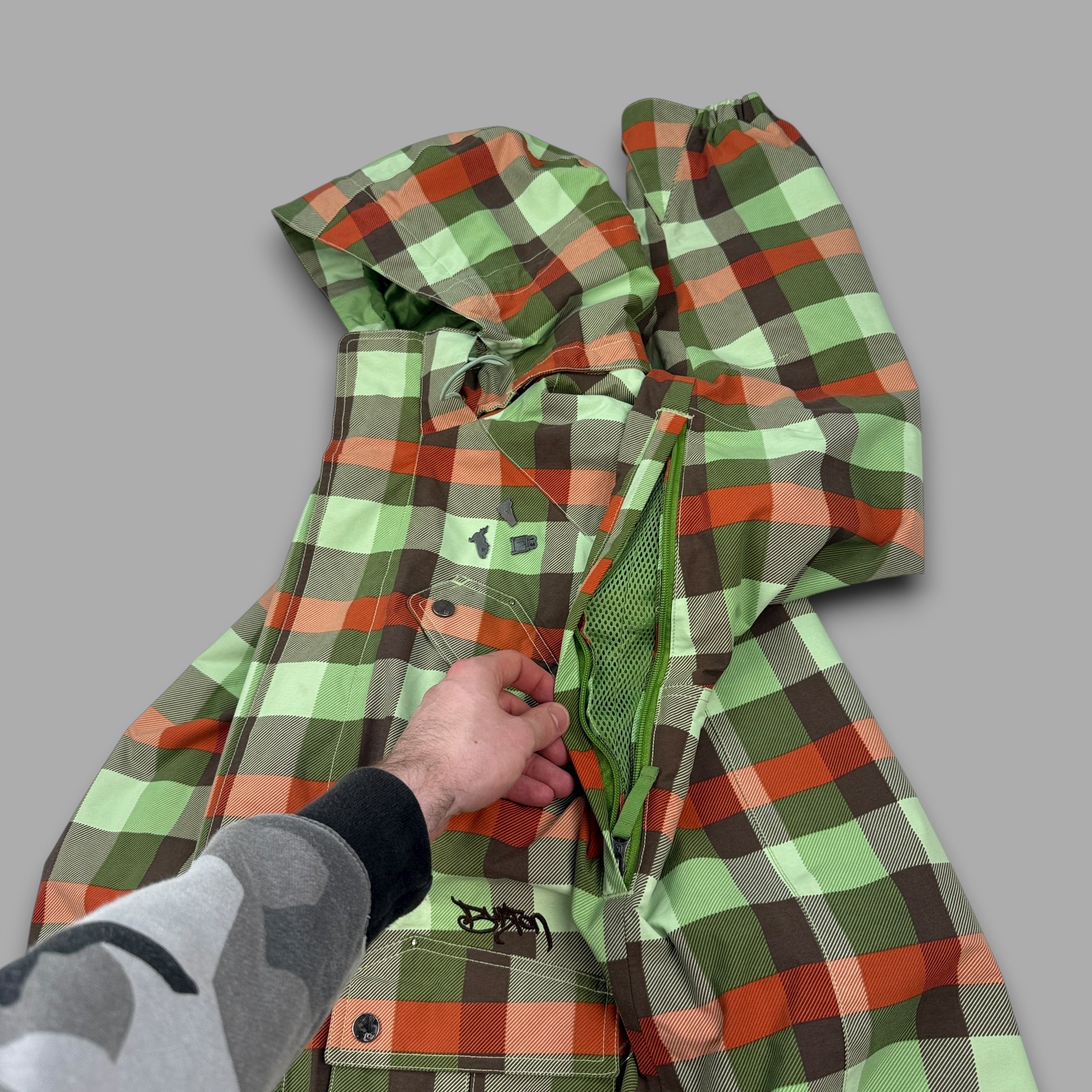 Burton 2000's technical plaid multi-pocket softshell ski jacket (M)