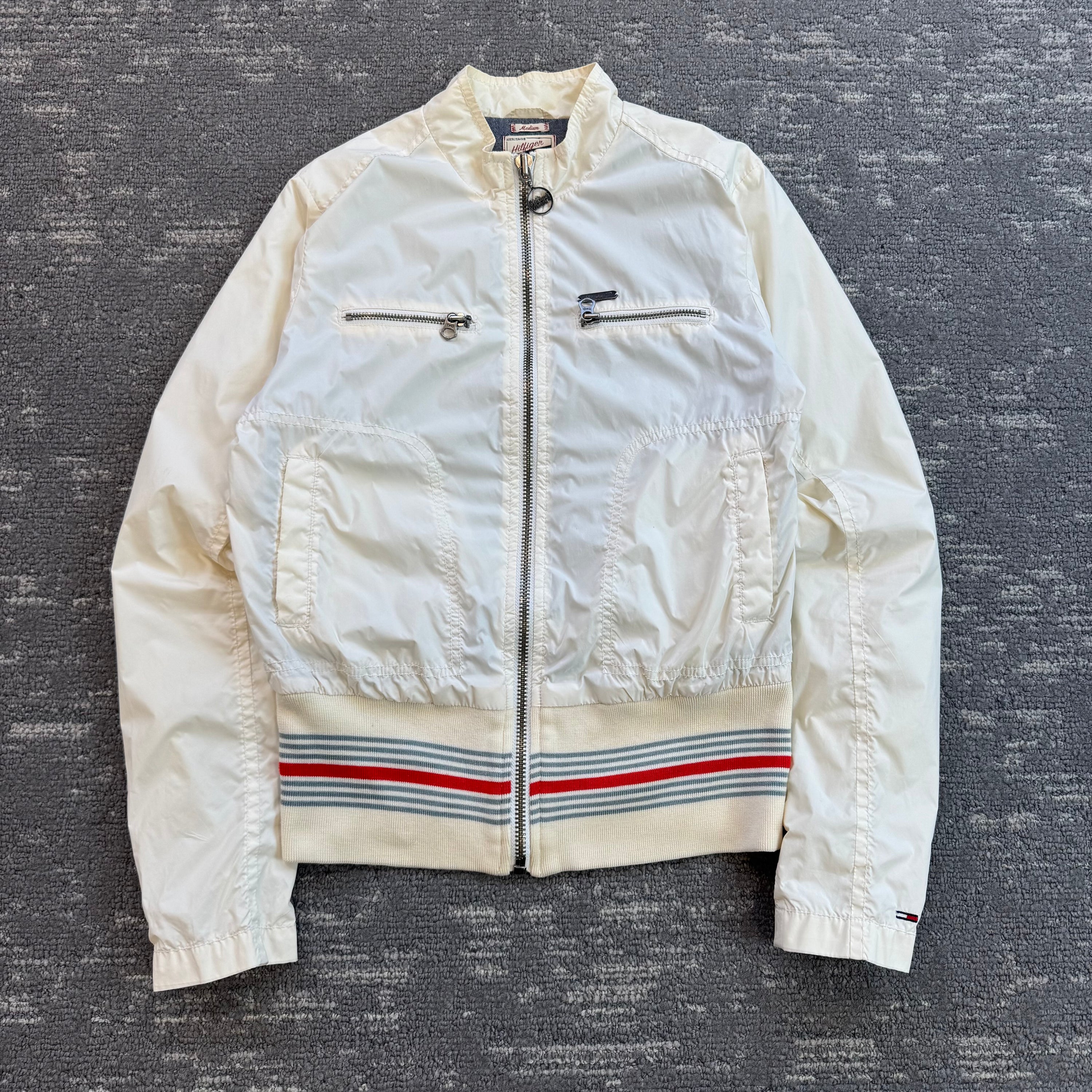 Tommy Hilfiger 2007 technical multi-pocket cropped embroidered nylon jacket (M) wms