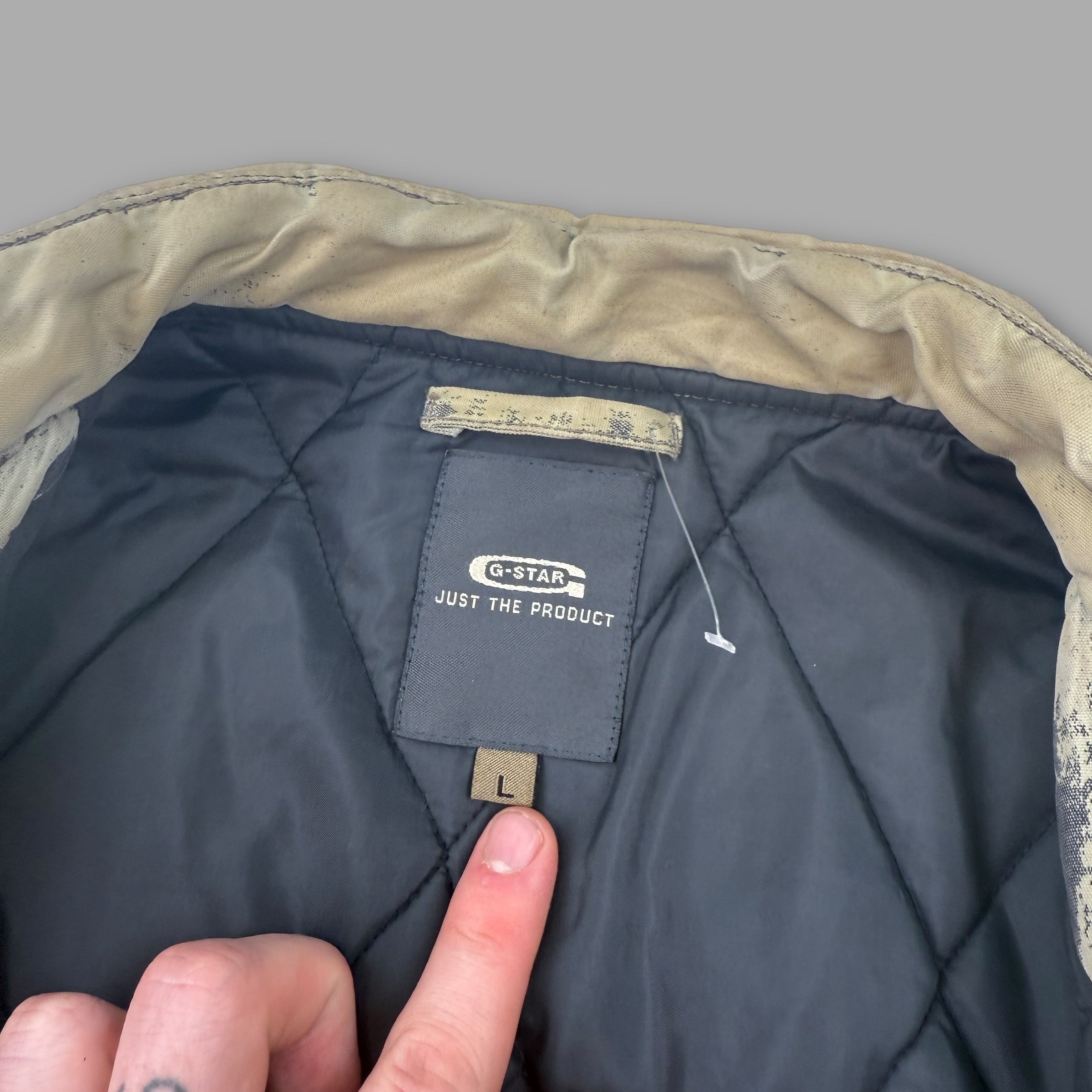 G-star 2000's technical distressed padded zip up quilted jacket (L)