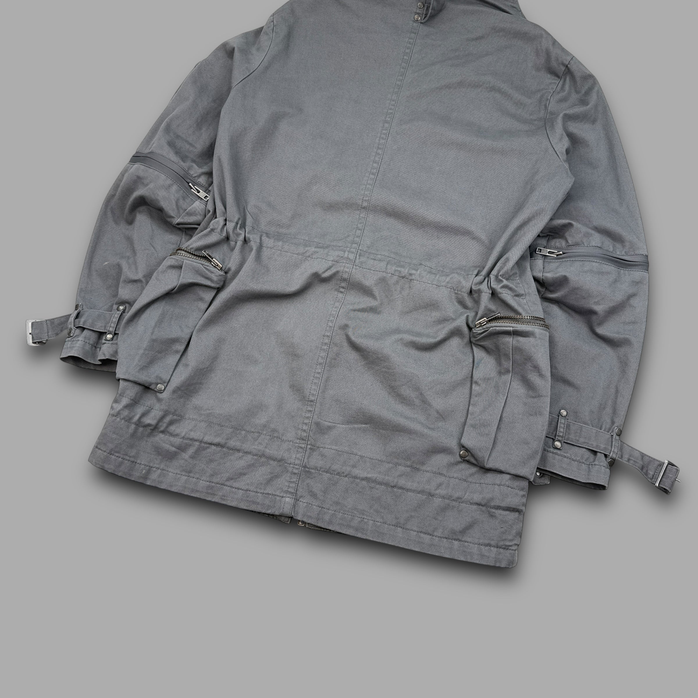All saints 2000's technical multi-pocket zip-up cobra parka jacket (M)
