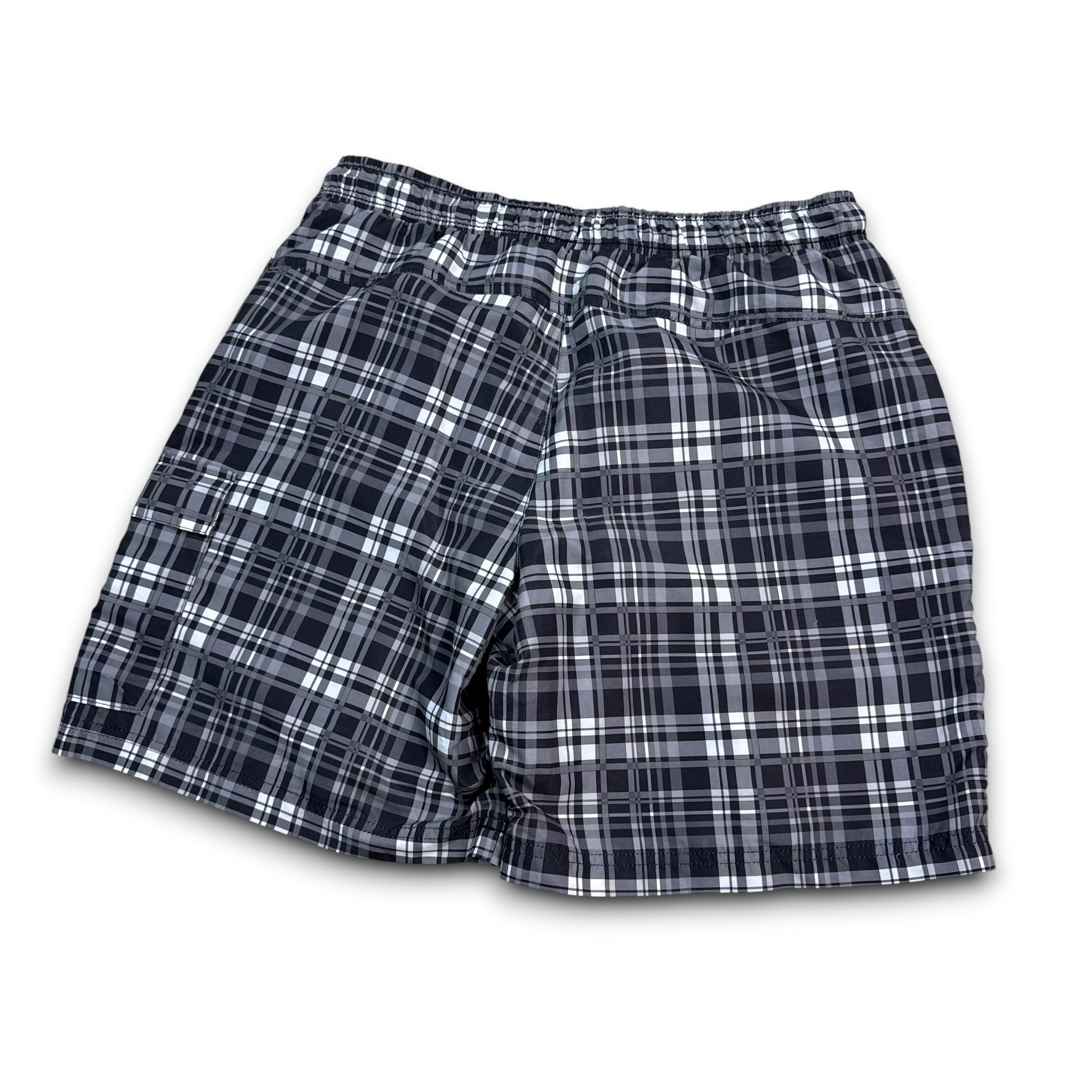 Lonsdale 2000's baggy plaid black swim shorts (M)