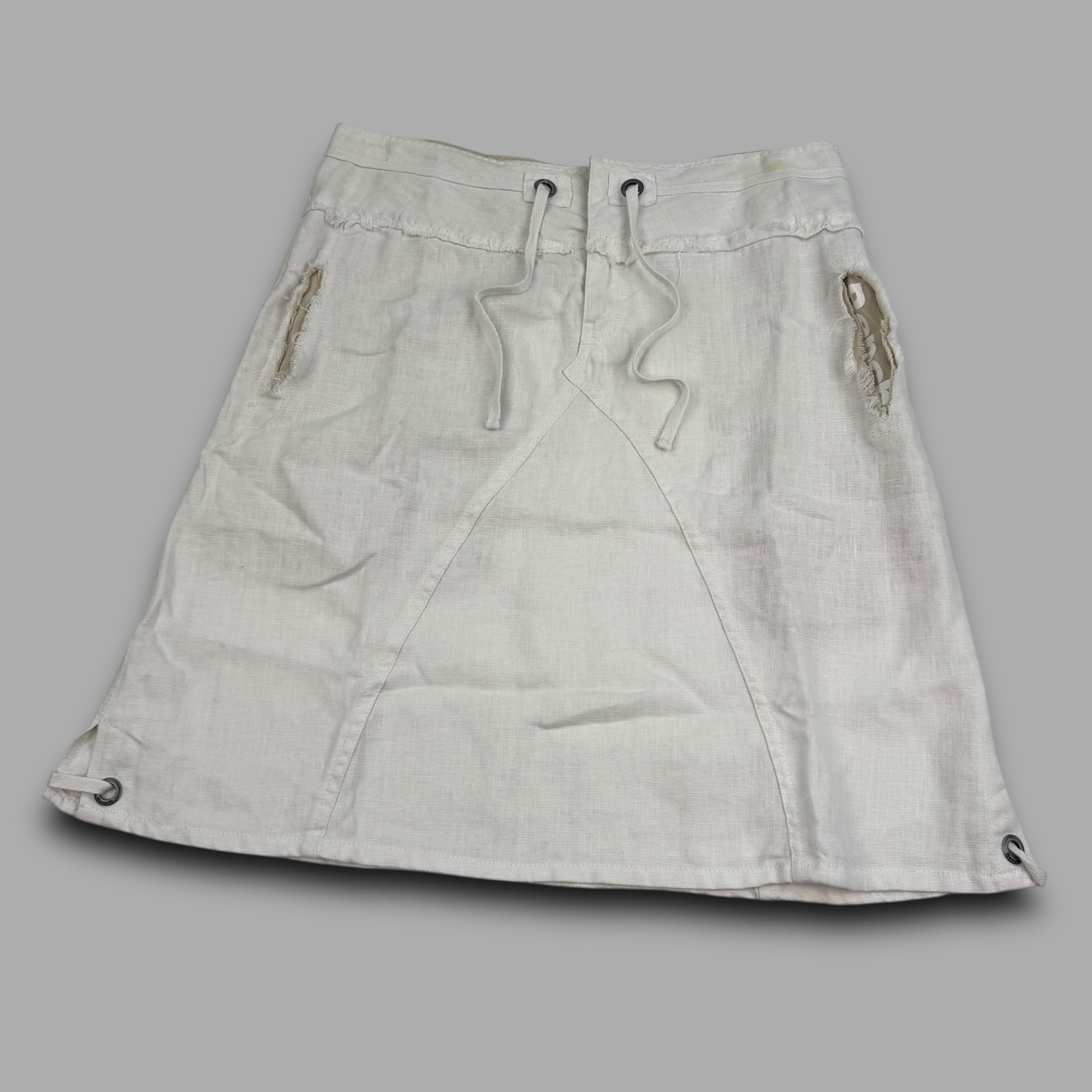Bench 2000's linen a-line midi skirt with distressed detailing and pockets (L) wms