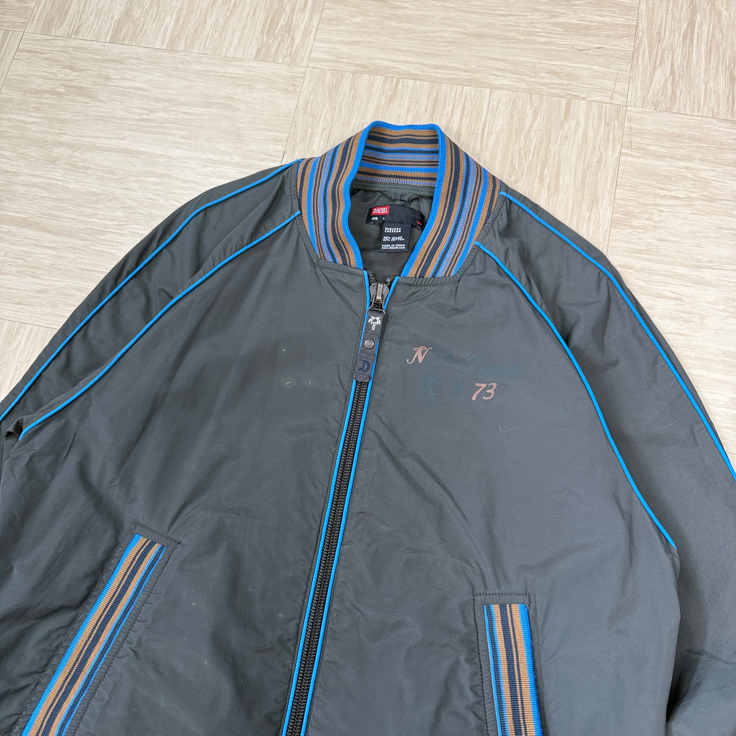 Diesel 2000's technical pipelined zip up nylon jacket (L)