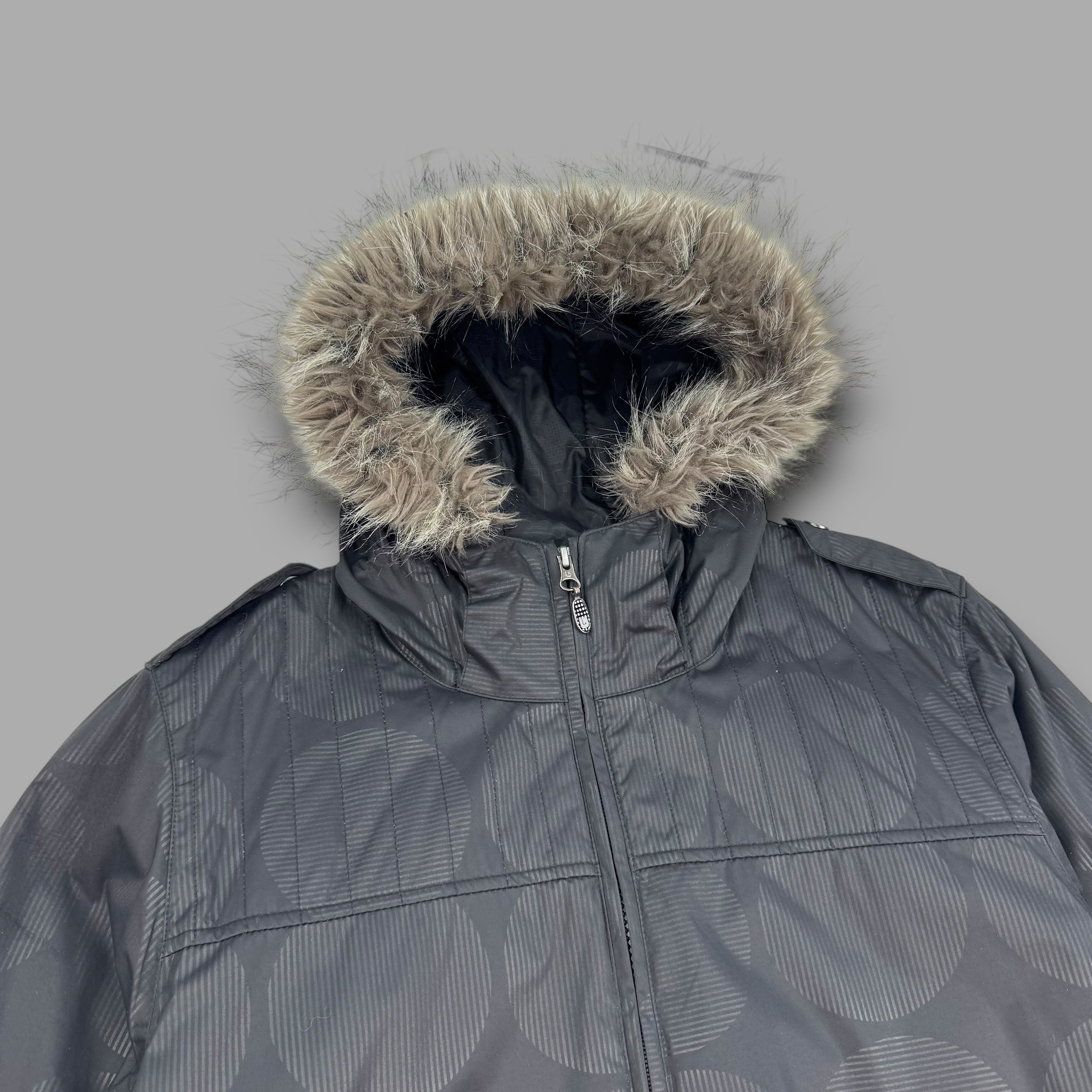 Burton 2000's technical monogram fur hood softshell ski jacket (L) wms